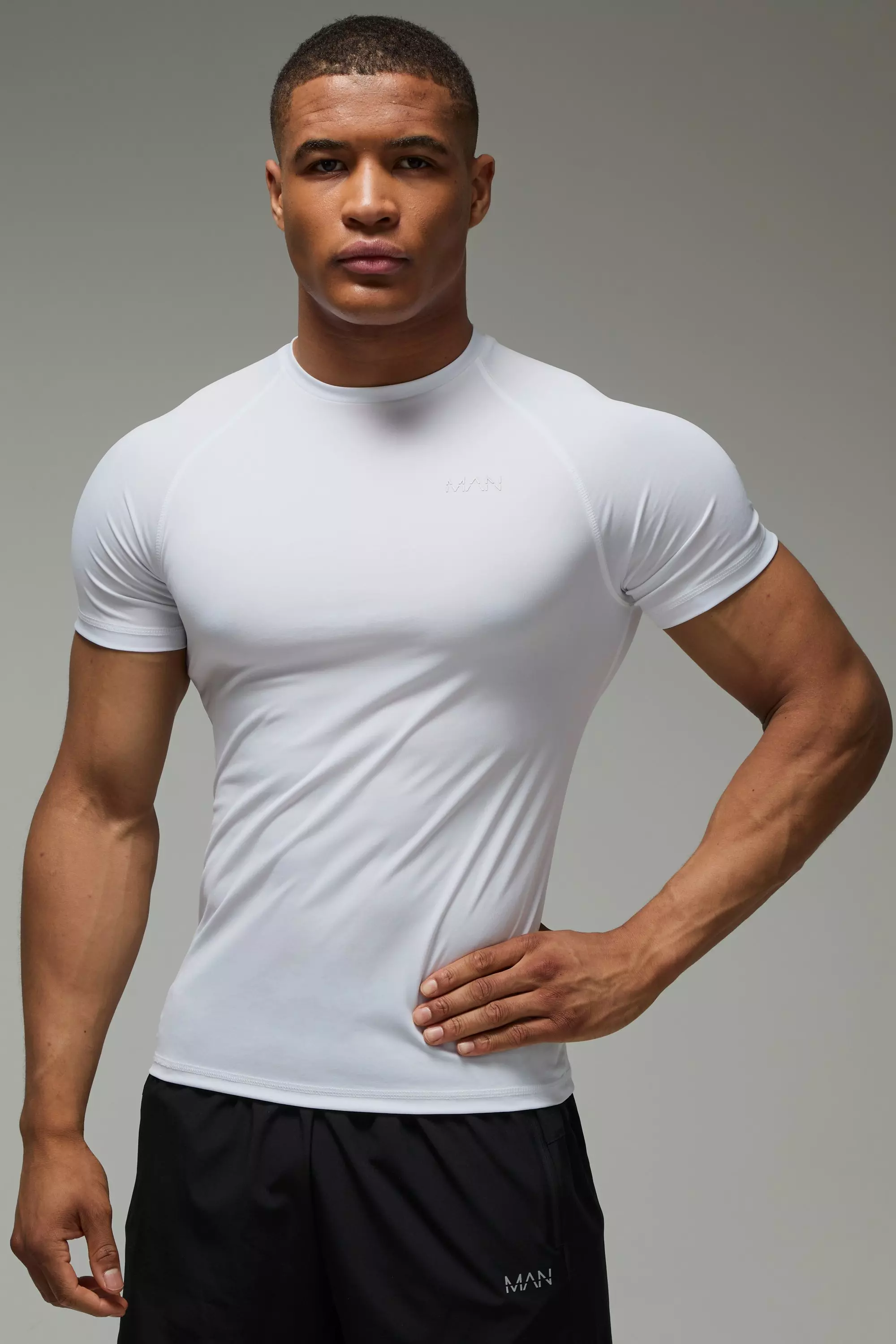Man Active Running Muscle Fit Mesh T-shirt White