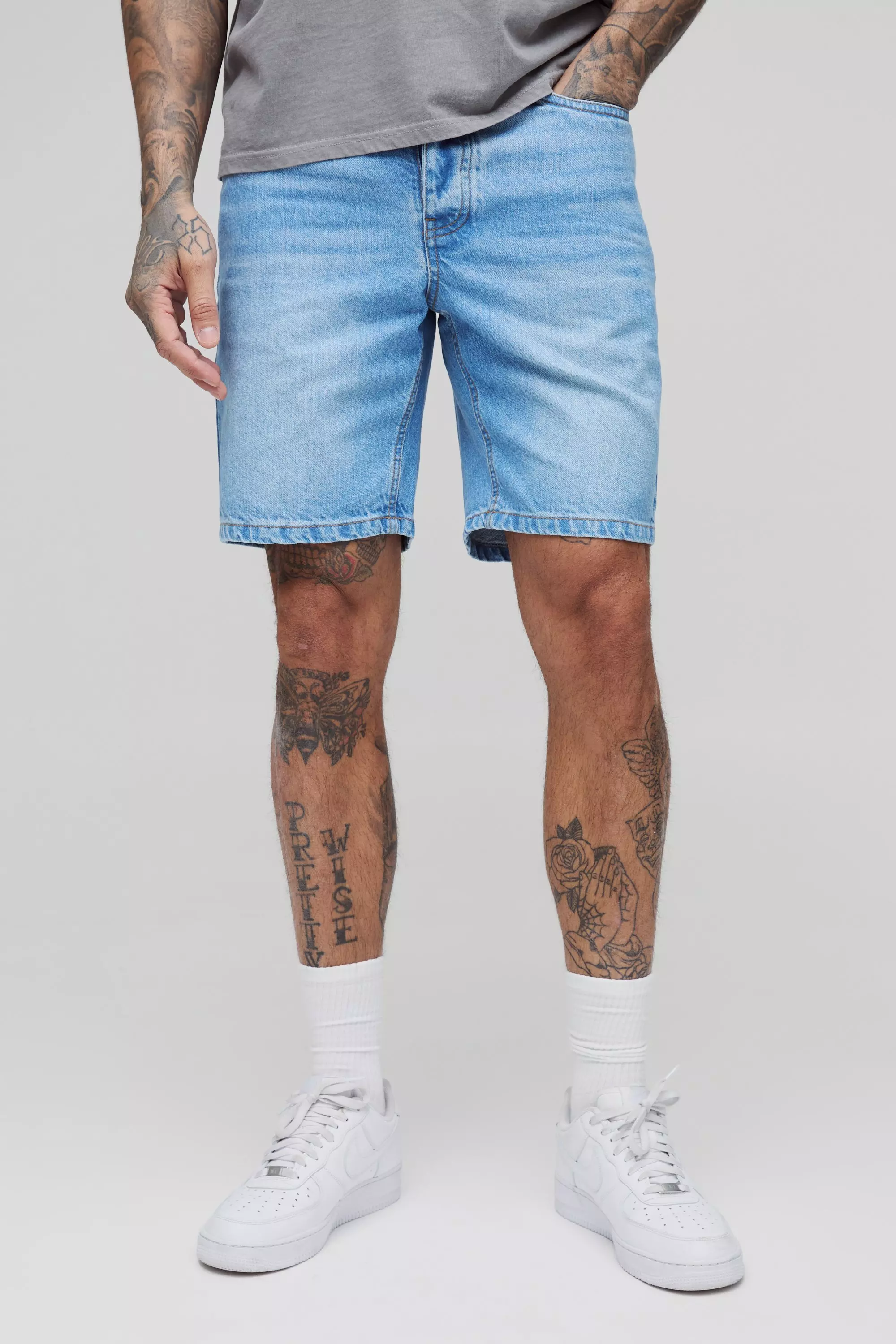 Tall - Short slim en jean rigide, Light wash autre image