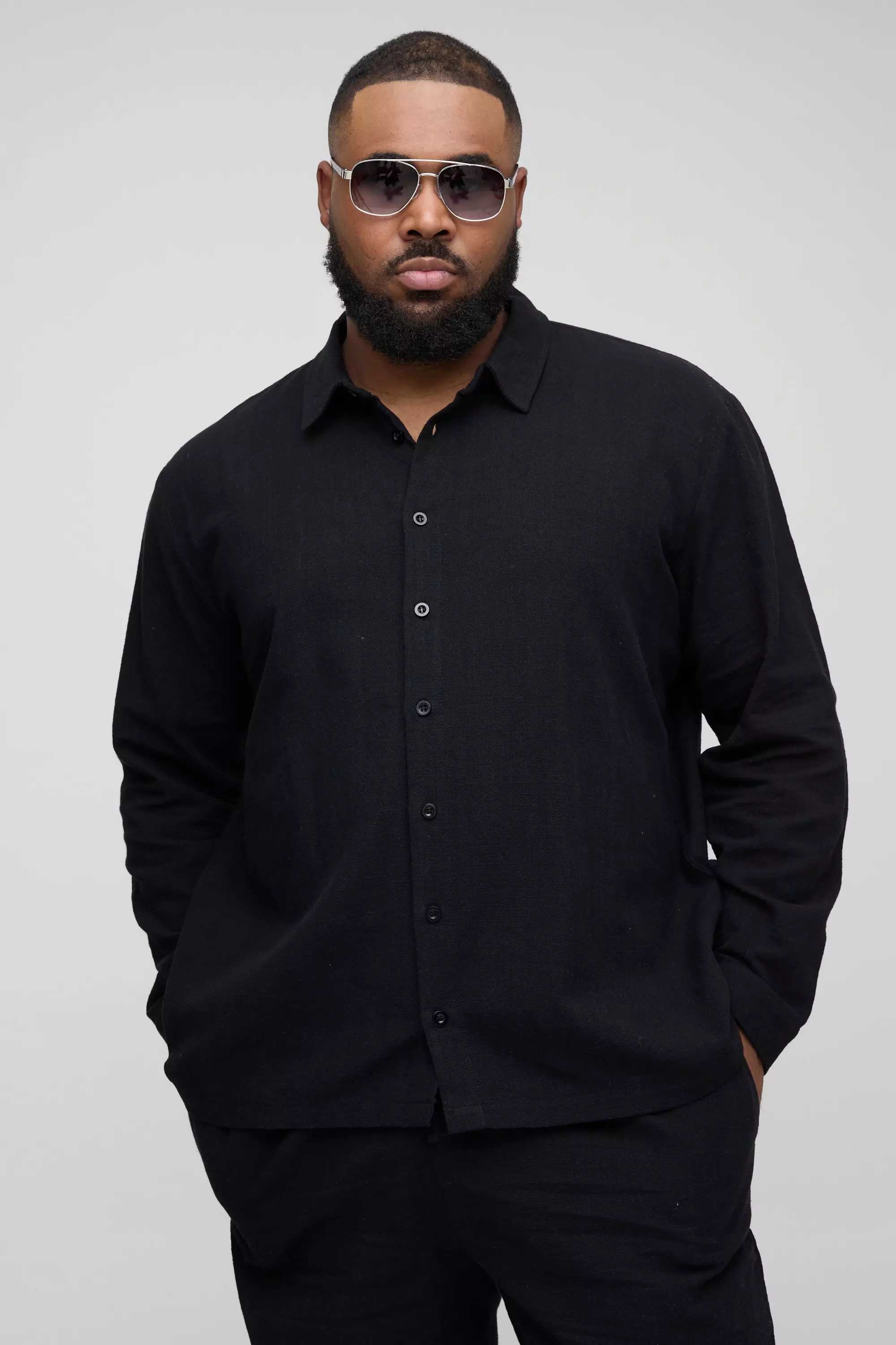 Grande taille - Chemise oversize à manches longues, Black autre image