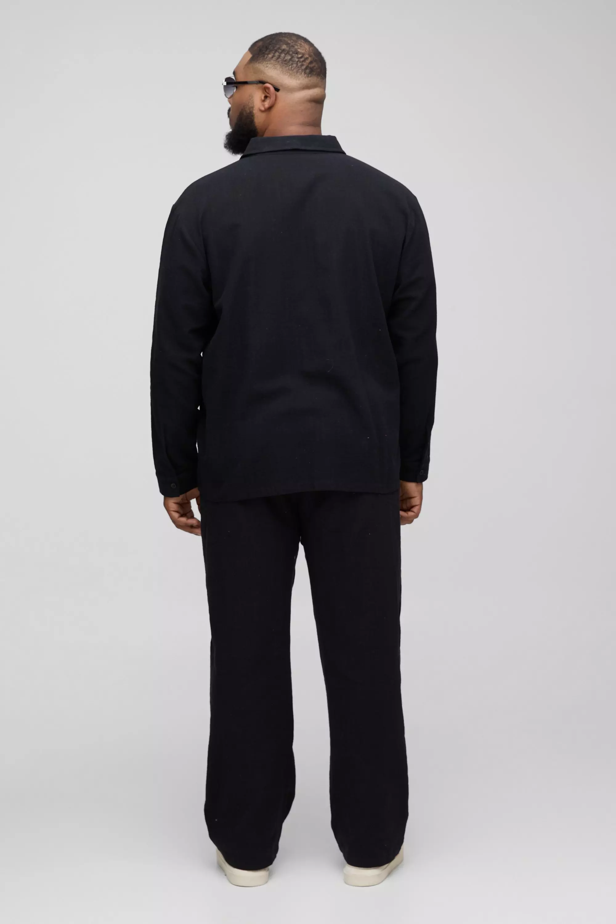 Black Plus Linen Oversized Long Sleeve Shirt alternative image