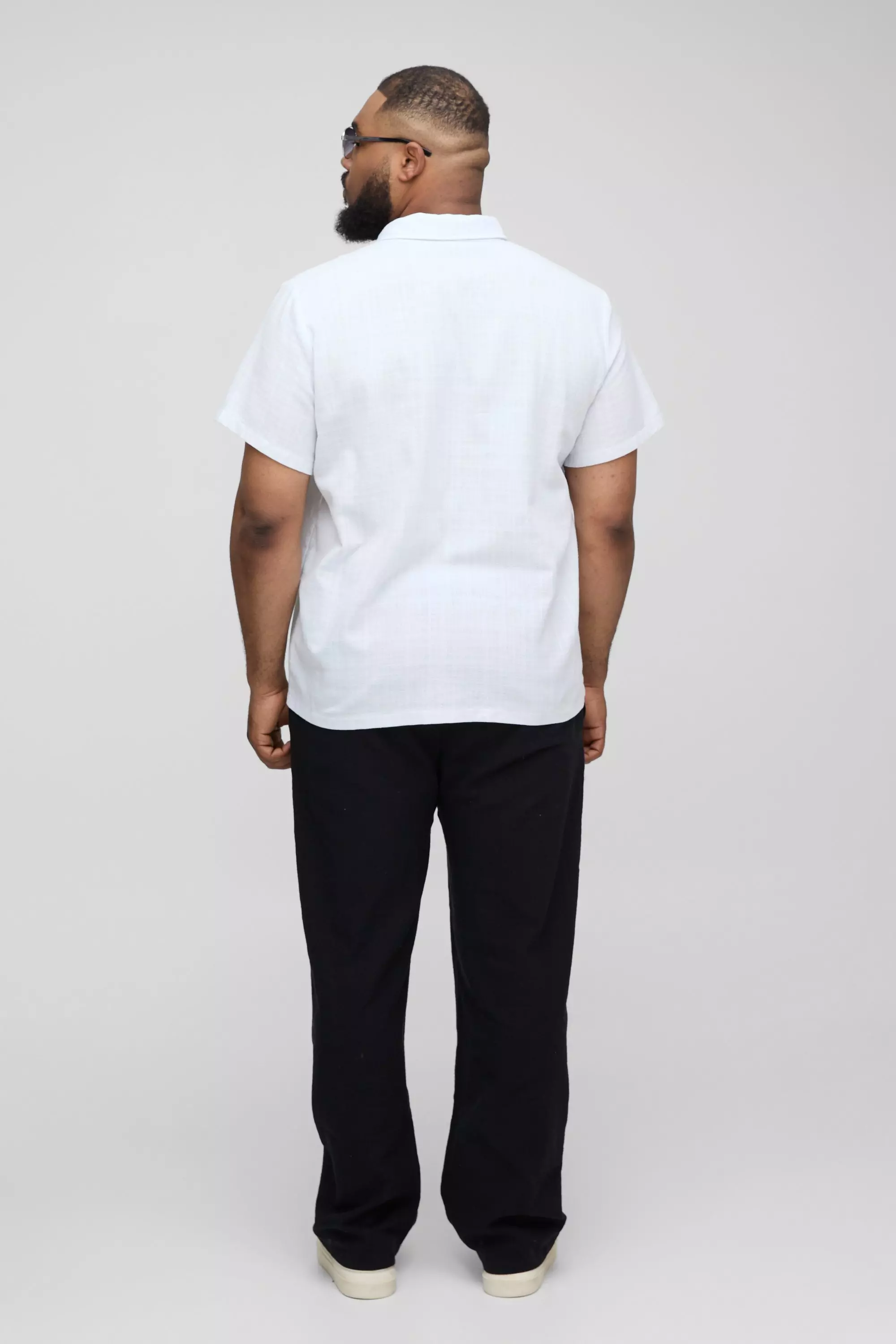 Plus langärmliges Oversize Leinen-Hemd, White alternatives Bild