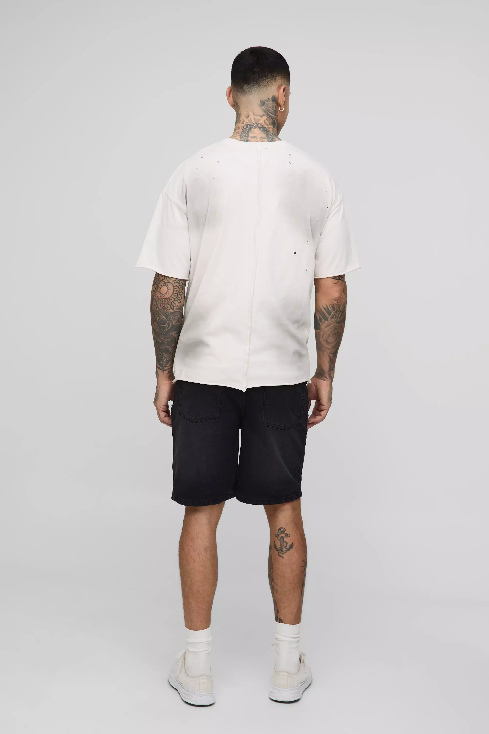 Charcoal Tall Relaxed Rigid Jean Shorts alternative image