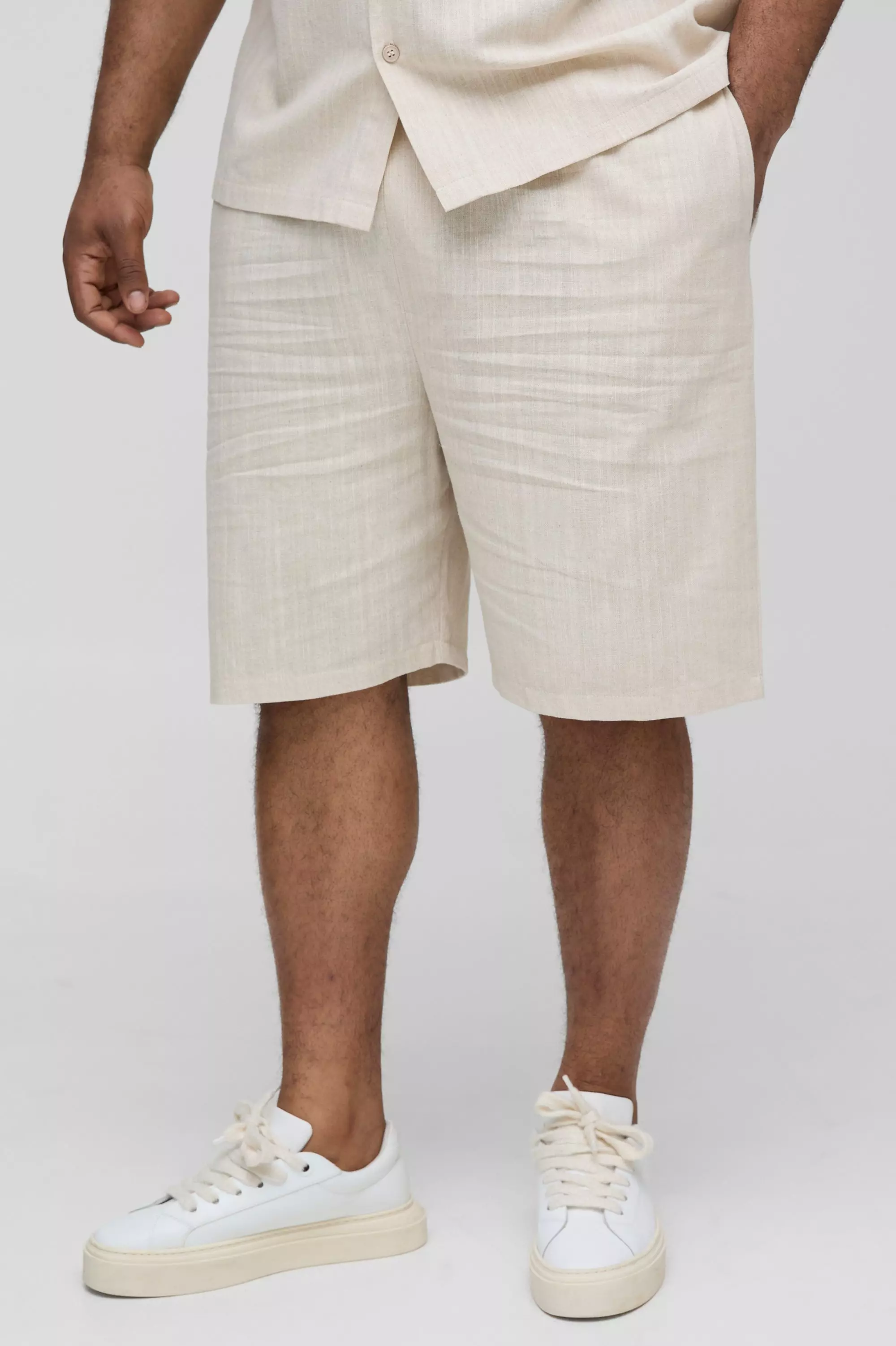 Plus Linen Relaxed Fit Shorts Natural