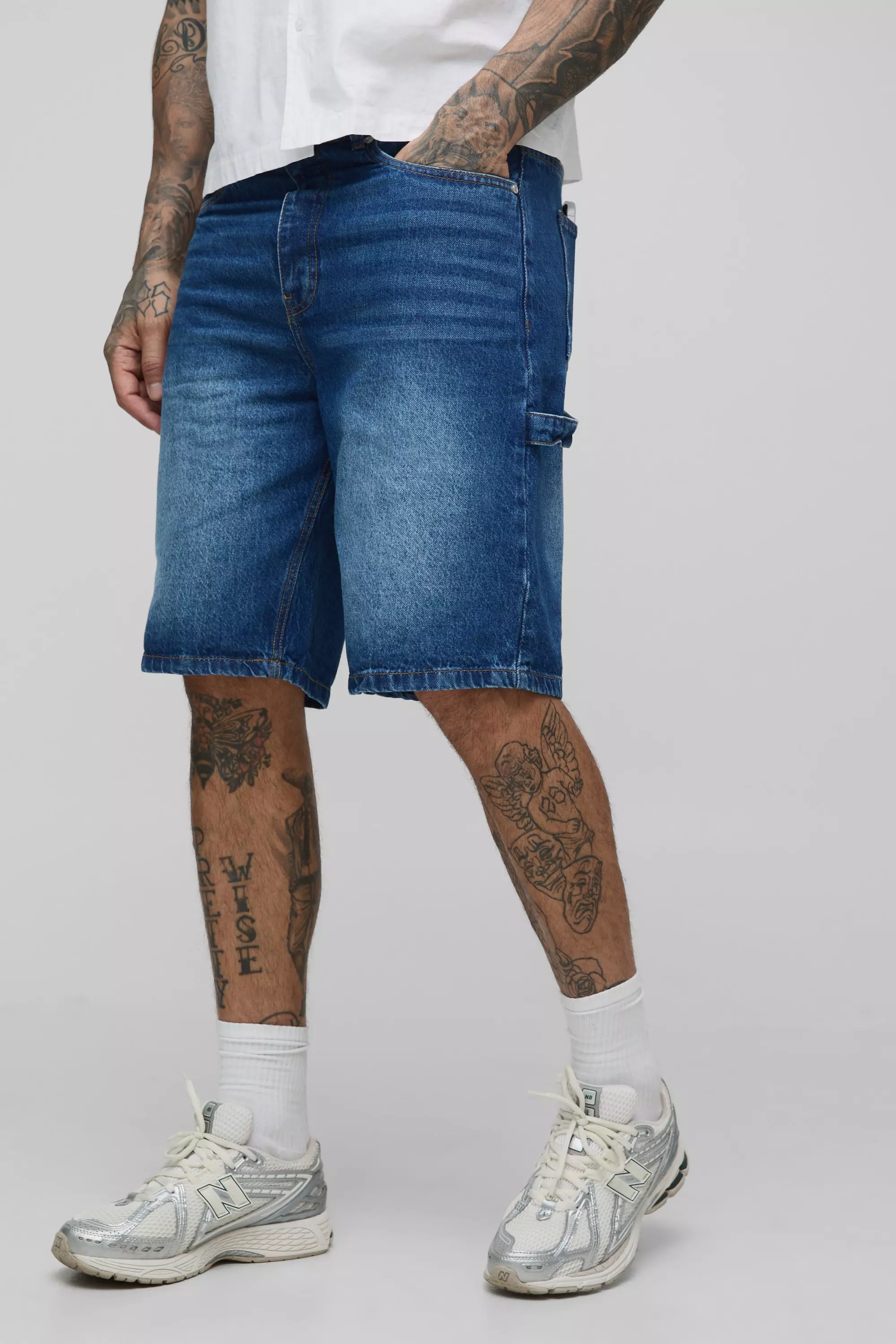 Mid wash Tall Carpenter Relaxed Fit Denim Shorts alternative image