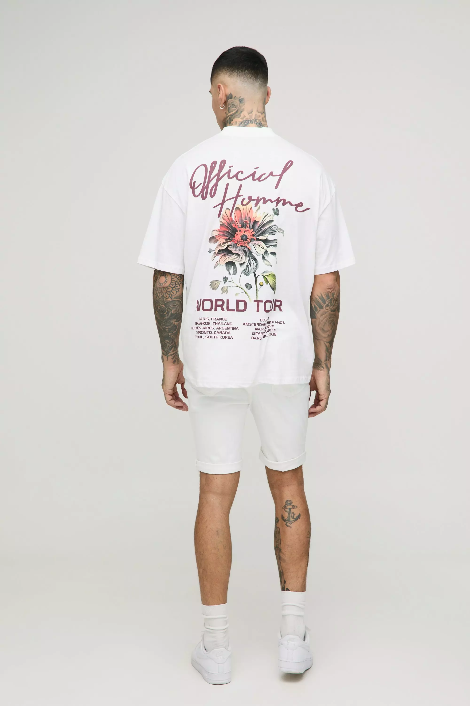 White Tall Skinny Stretch Ripped Jean Shorts alternative image