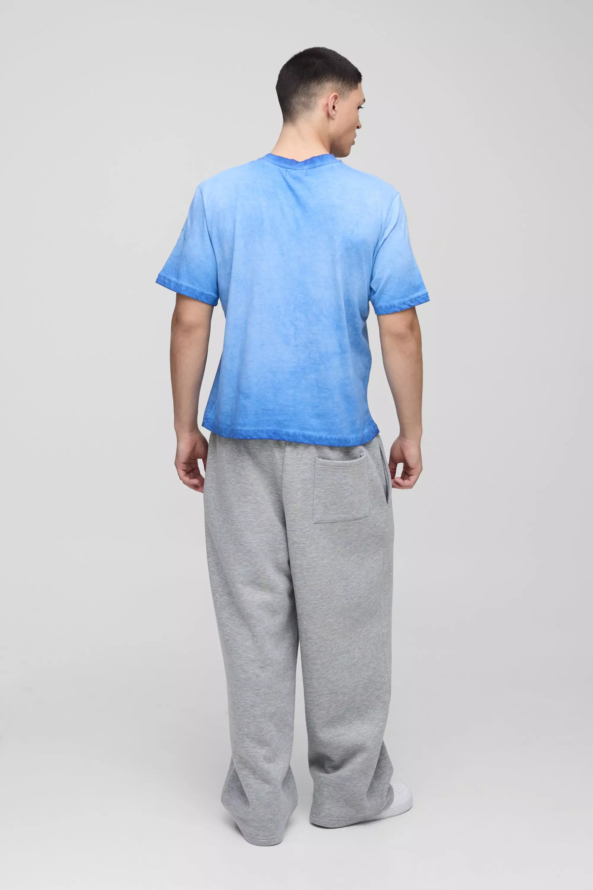 Blue Boxy Washed Crew Neck T-Shirt alternative image