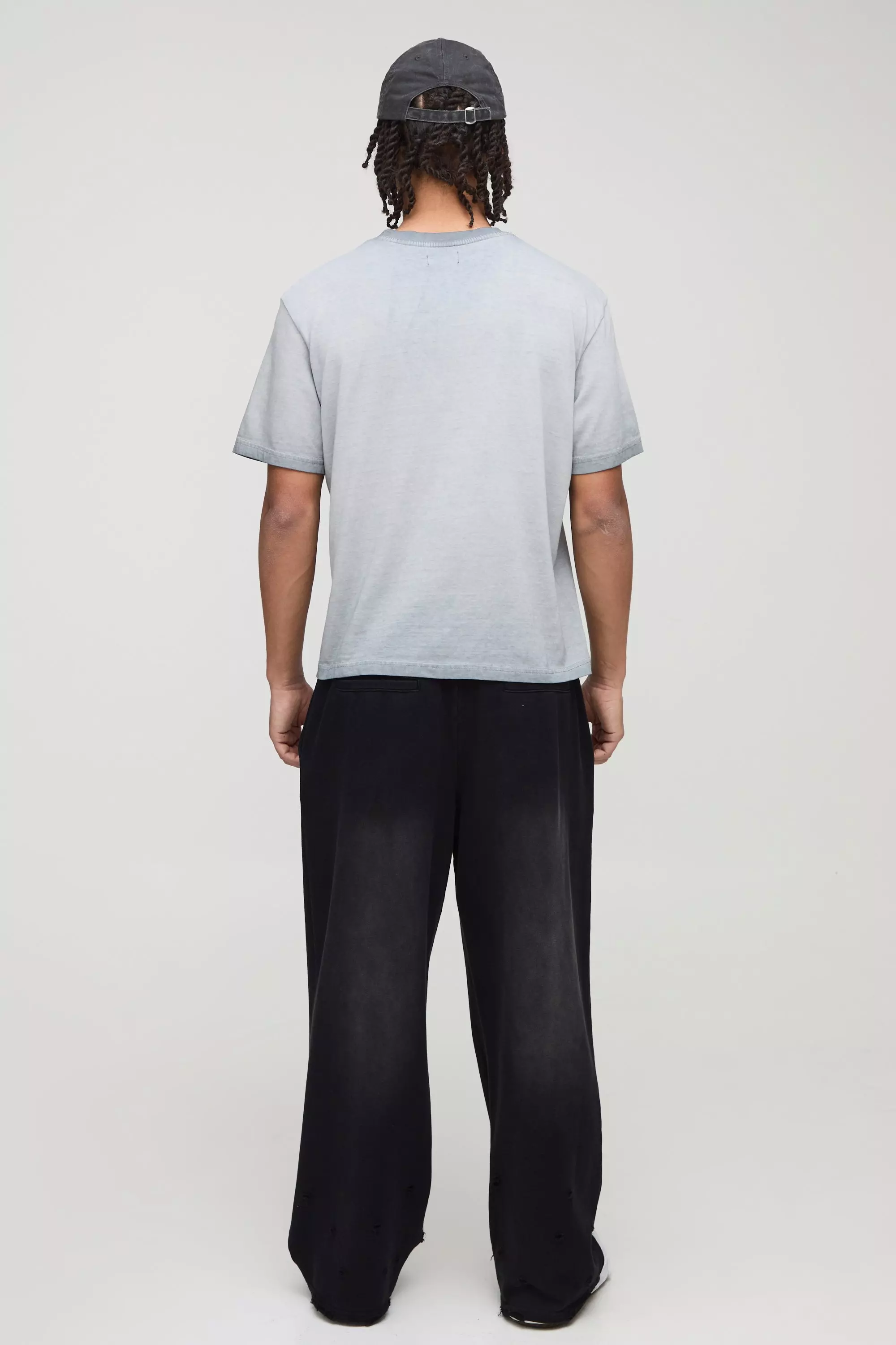 Grey Gebleekt Boxy T-Shirt Met Crewneck alternatieve afbeelding