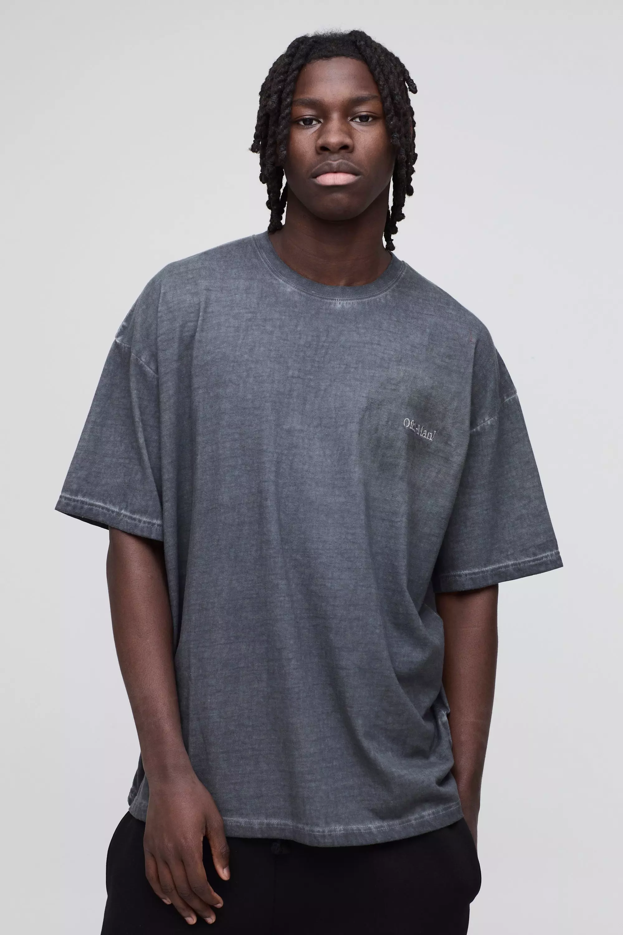 Oversized Ofcl Man Washed T-Shirt Charcoal