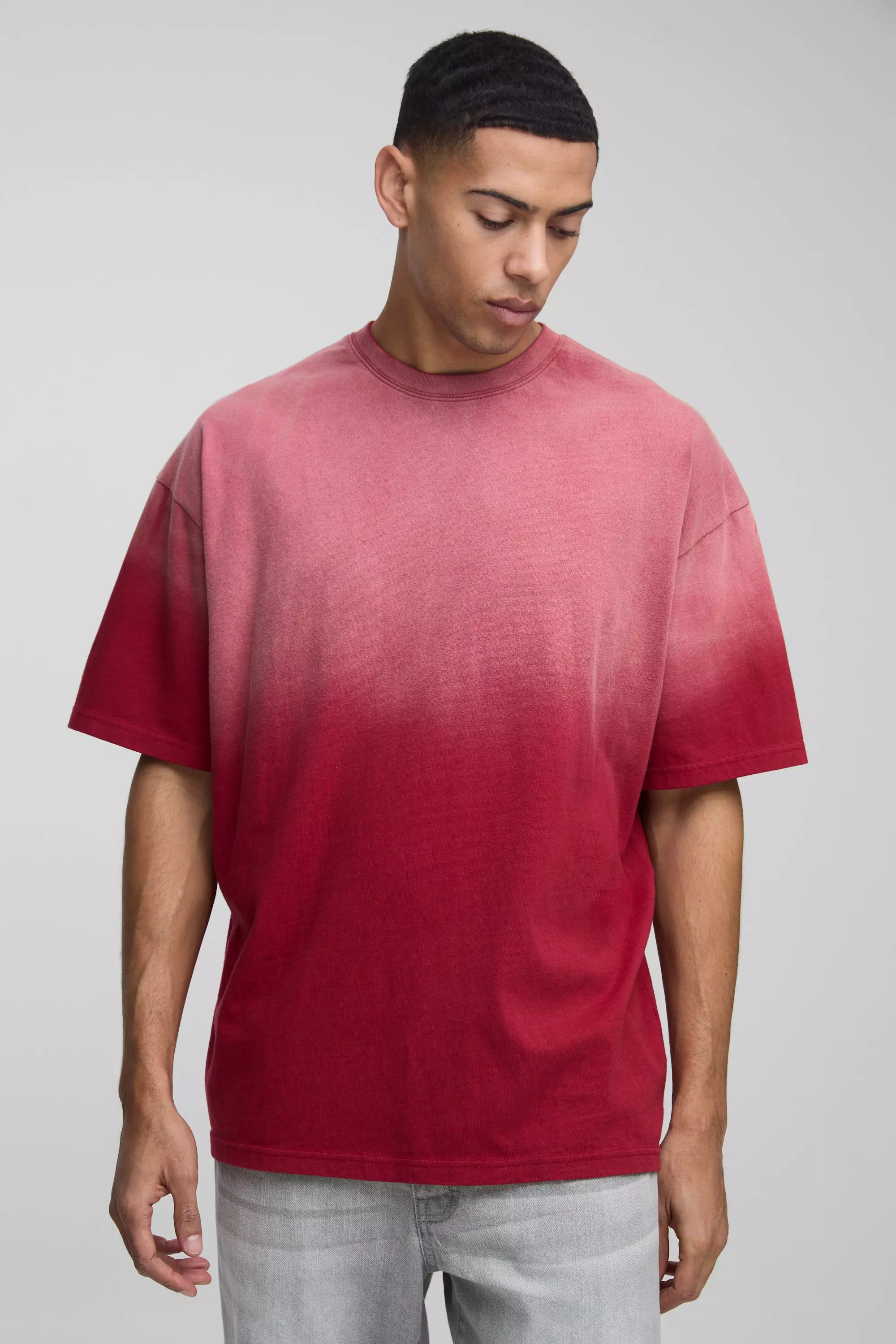Red Oversized Spray Wash Crew Neck T-Shirt alternative image