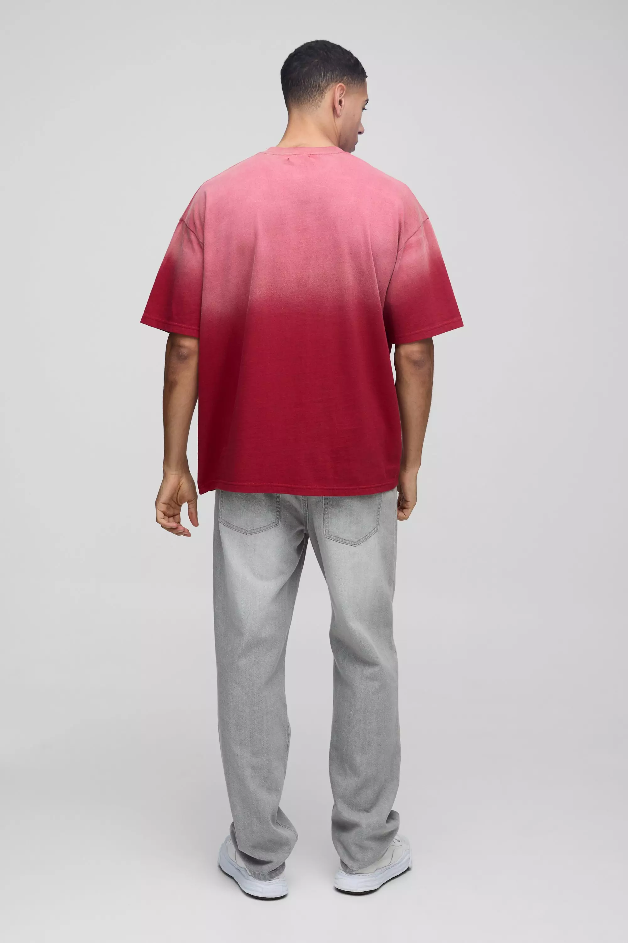Red Oversized Spray Wash Crew Neck T-Shirt alternative image