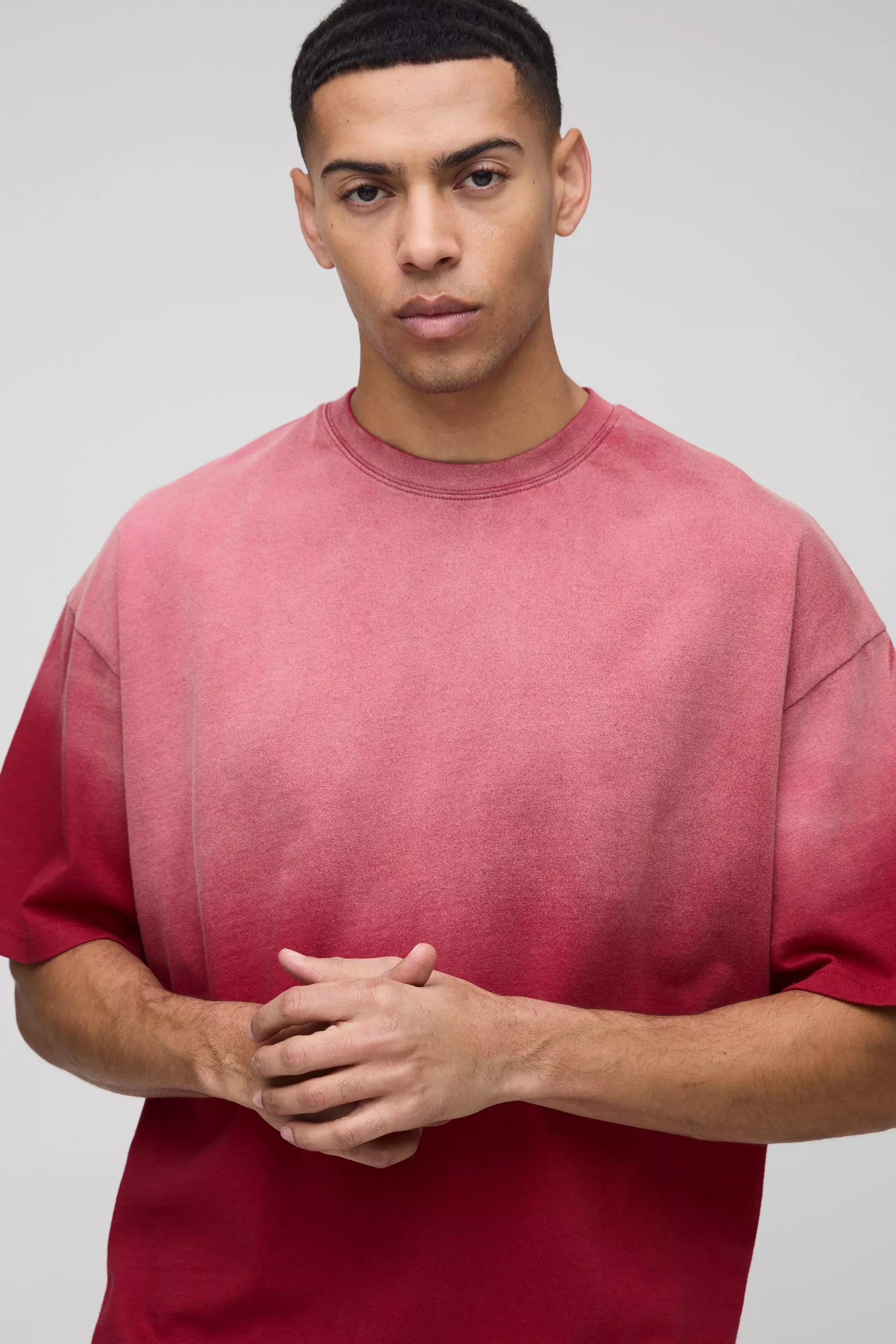 Red Oversized Spray Wash Crew Neck T-Shirt alternative image