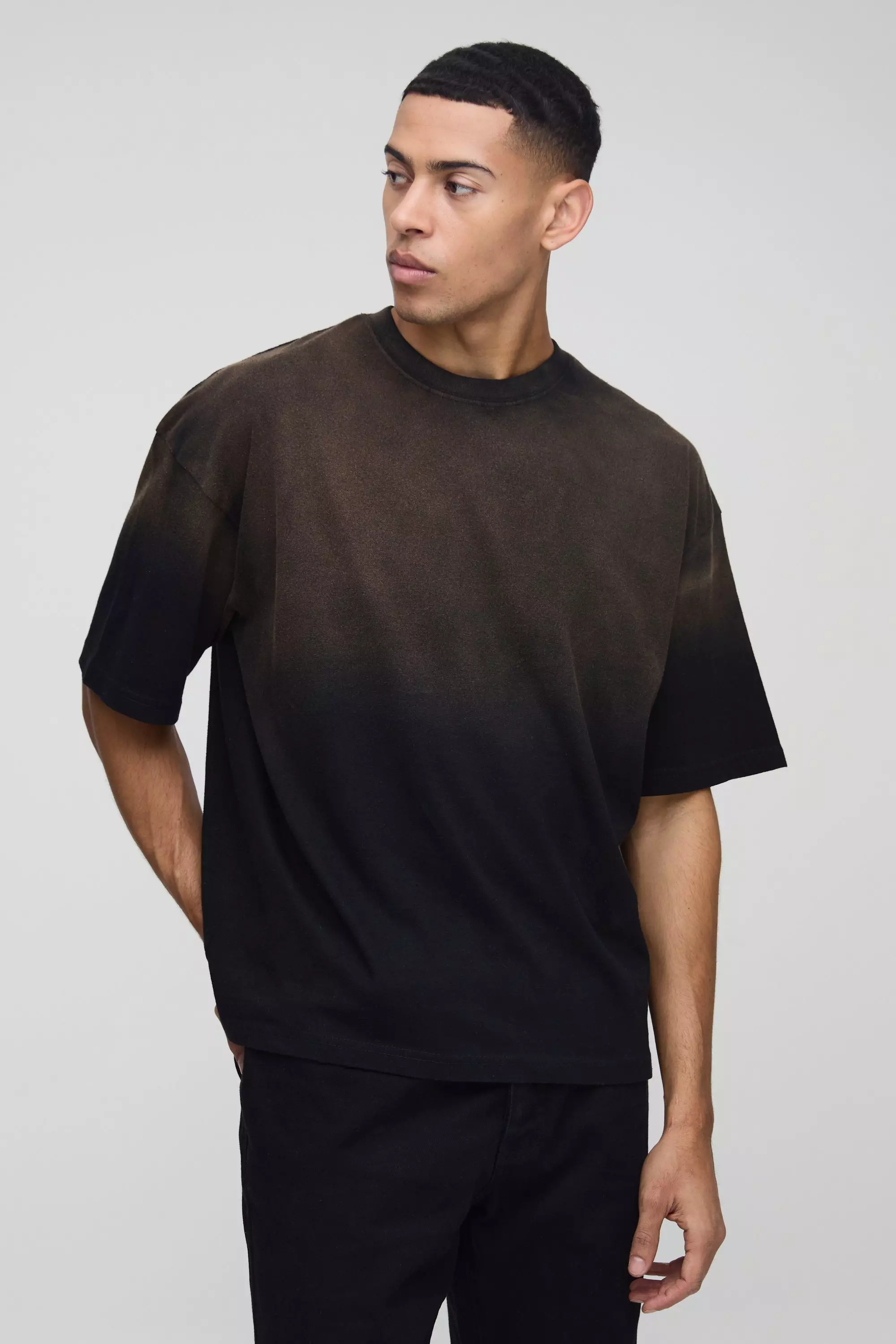 Oversize Rundhals T-Shirt mit Spray-Waschung, Charcoal alternatives Bild