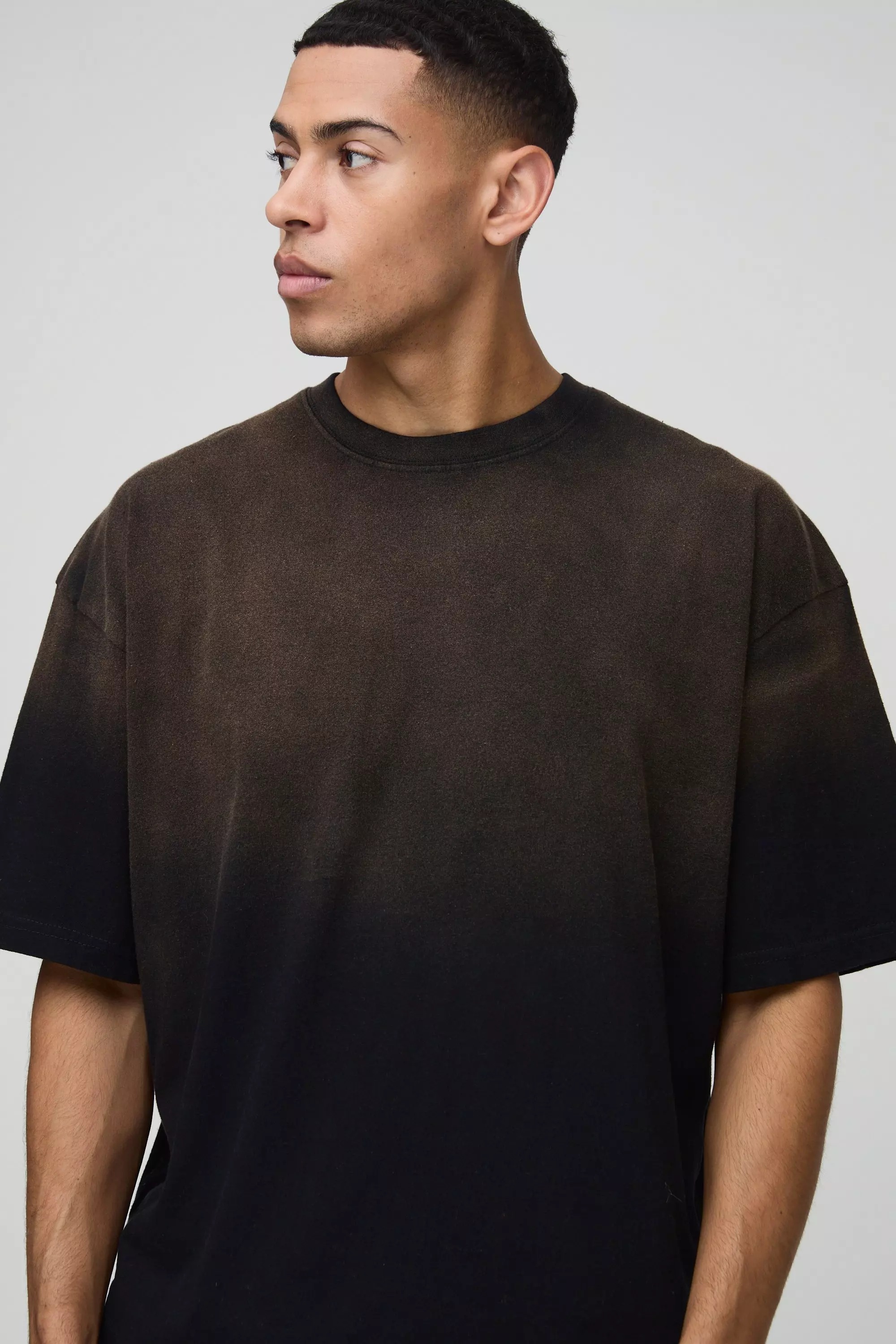 Oversize Rundhals T-Shirt mit Spray-Waschung, Charcoal alternatives Bild
