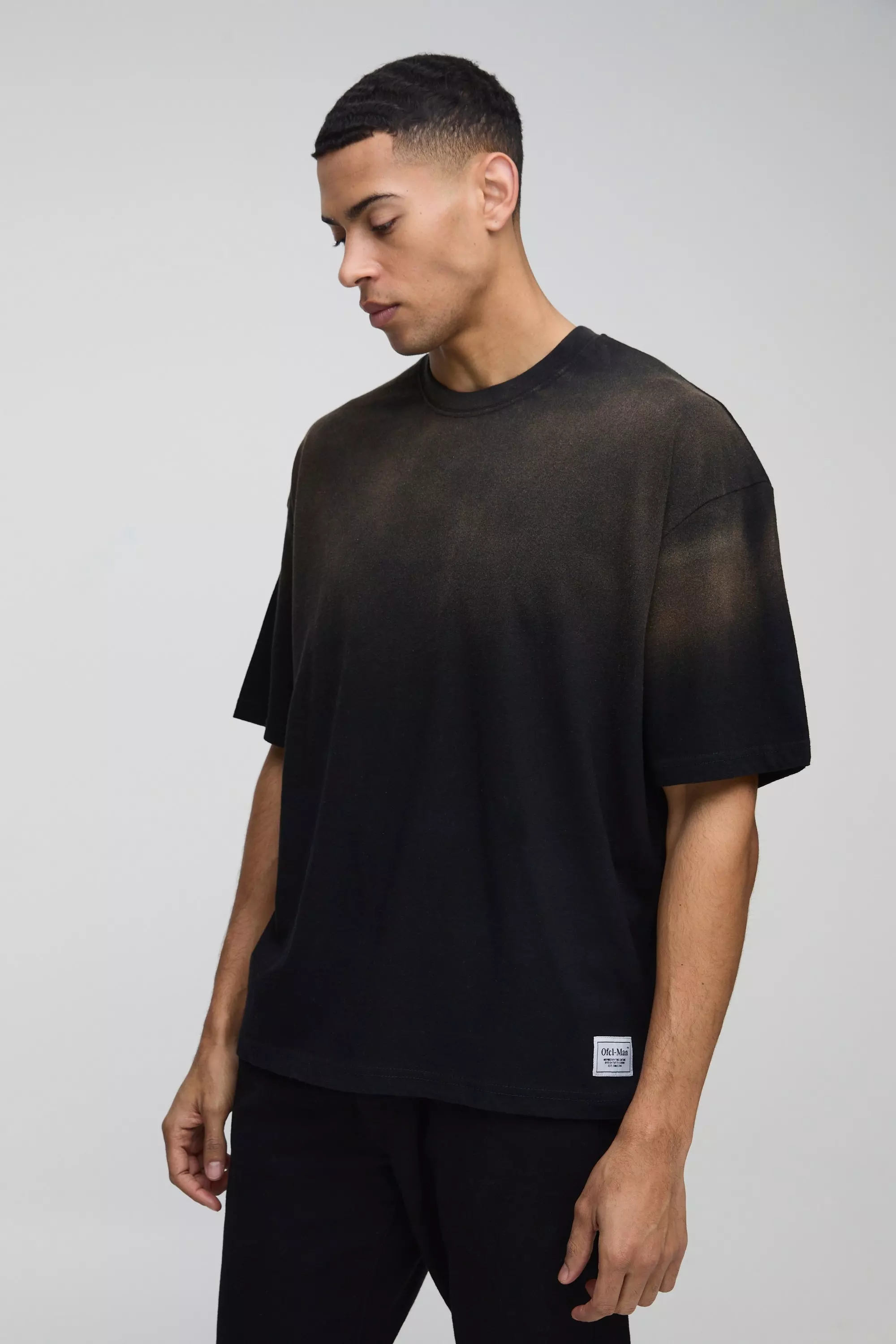 Charcoal Oversized Ofcl Man Tab Spray Wash T-Shirt alternative image