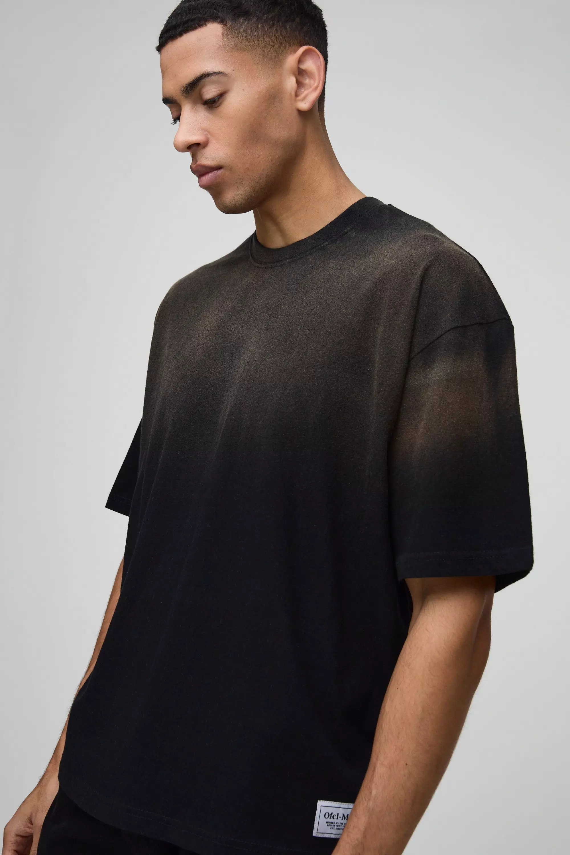 Charcoal Oversized Ofcl Man Tab Spray Wash T-Shirt alternative image