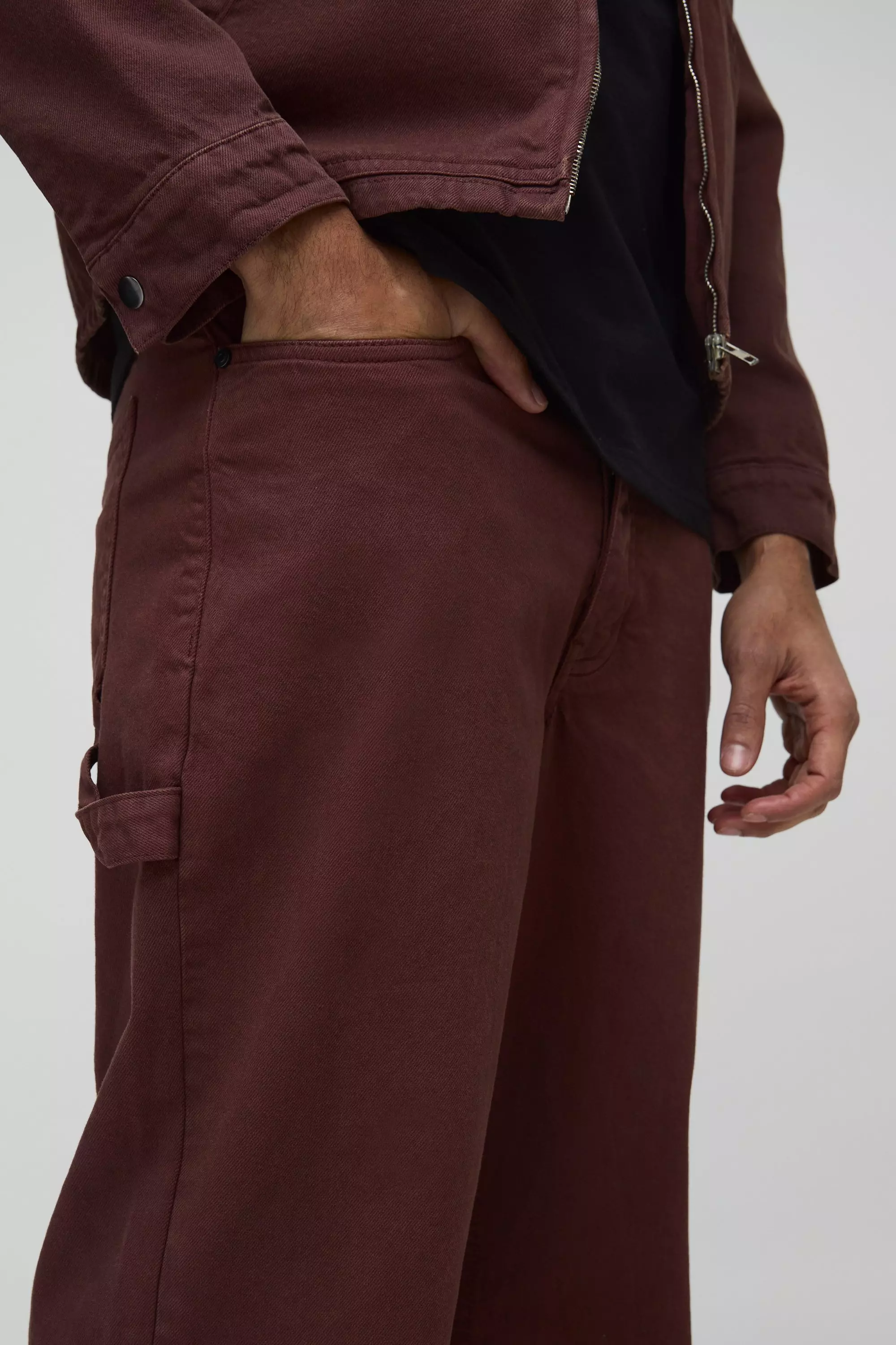 Chocolate Relaxed Fit Twill Carpenter Trousers alternative image