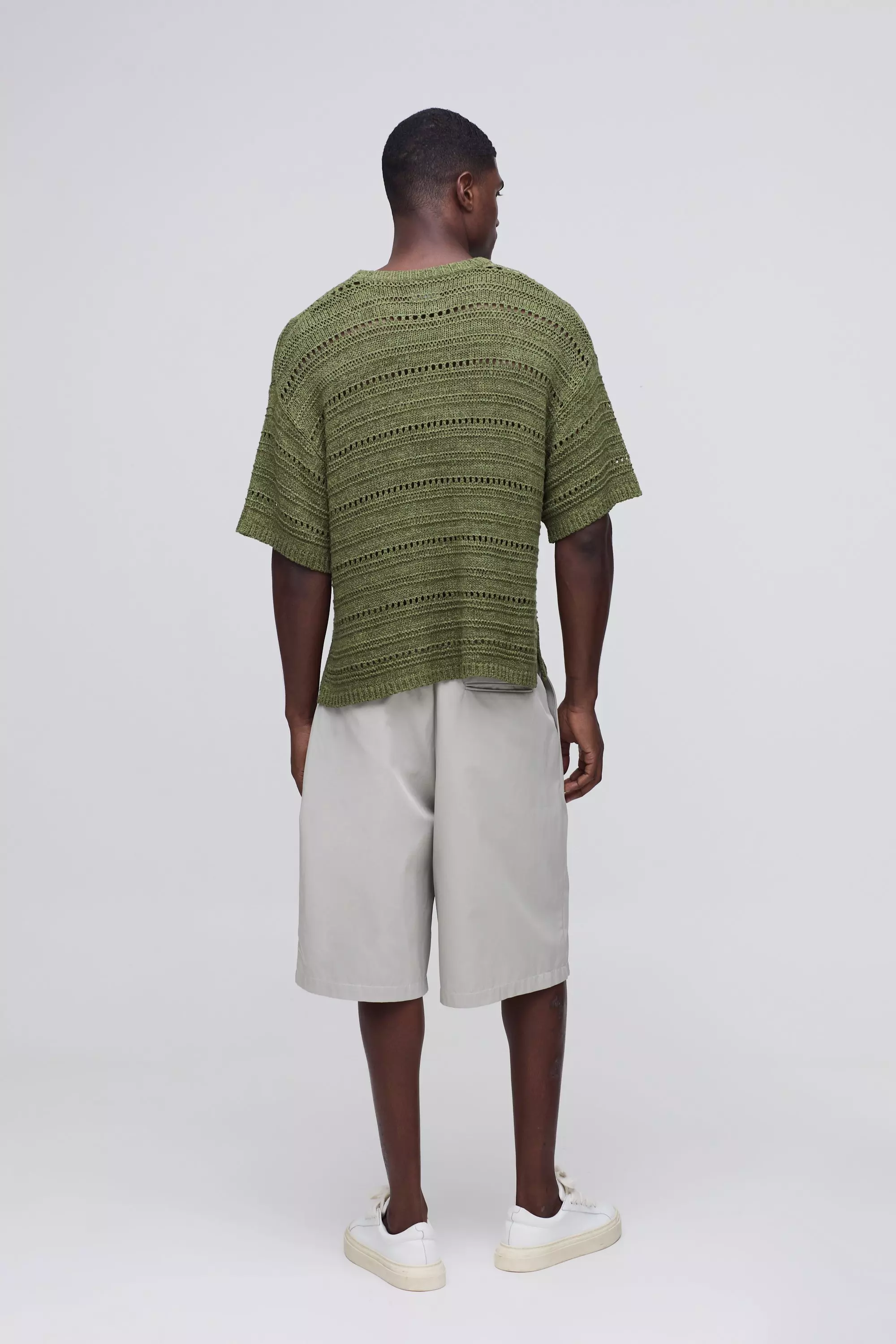 Kastiges Oversize Hemd in Häkeloptik, Olive alternatives Bild
