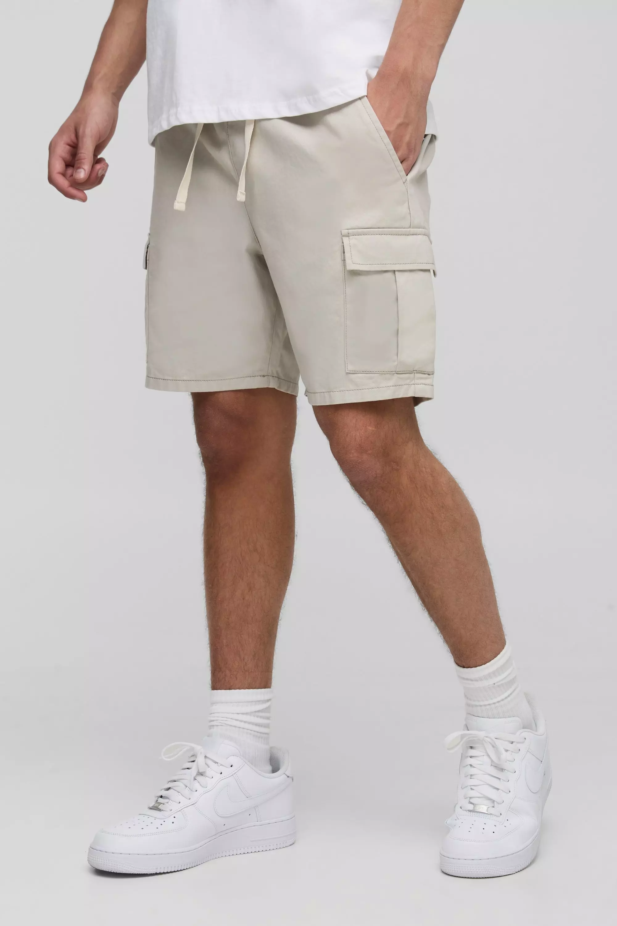 Elasticated Waist Stone Slim Fit Cargo Shorts alternative image