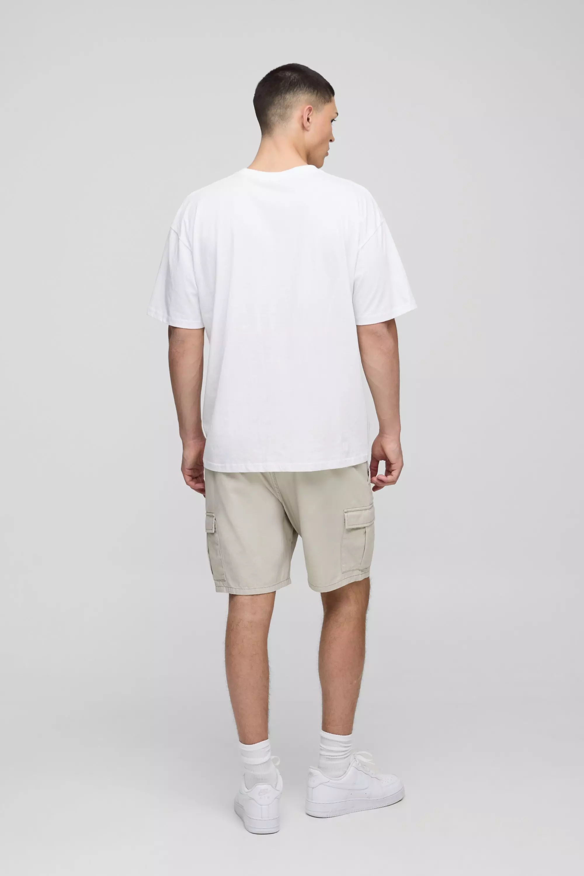 Elasticated Waist Stone Slim Fit Cargo Shorts alternative image