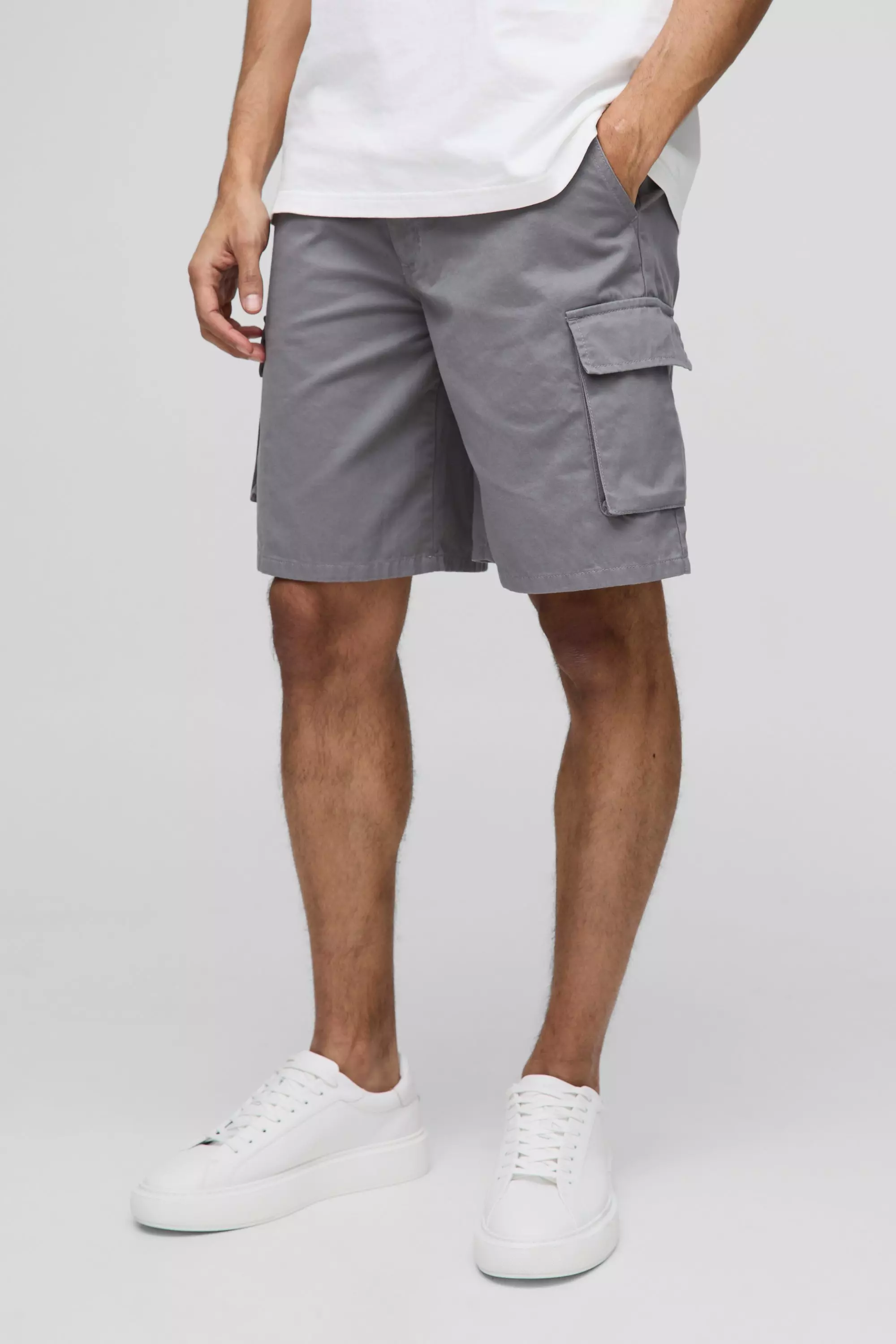 Lockere Cargo Twill-Shorts, Grey alternatives Bild