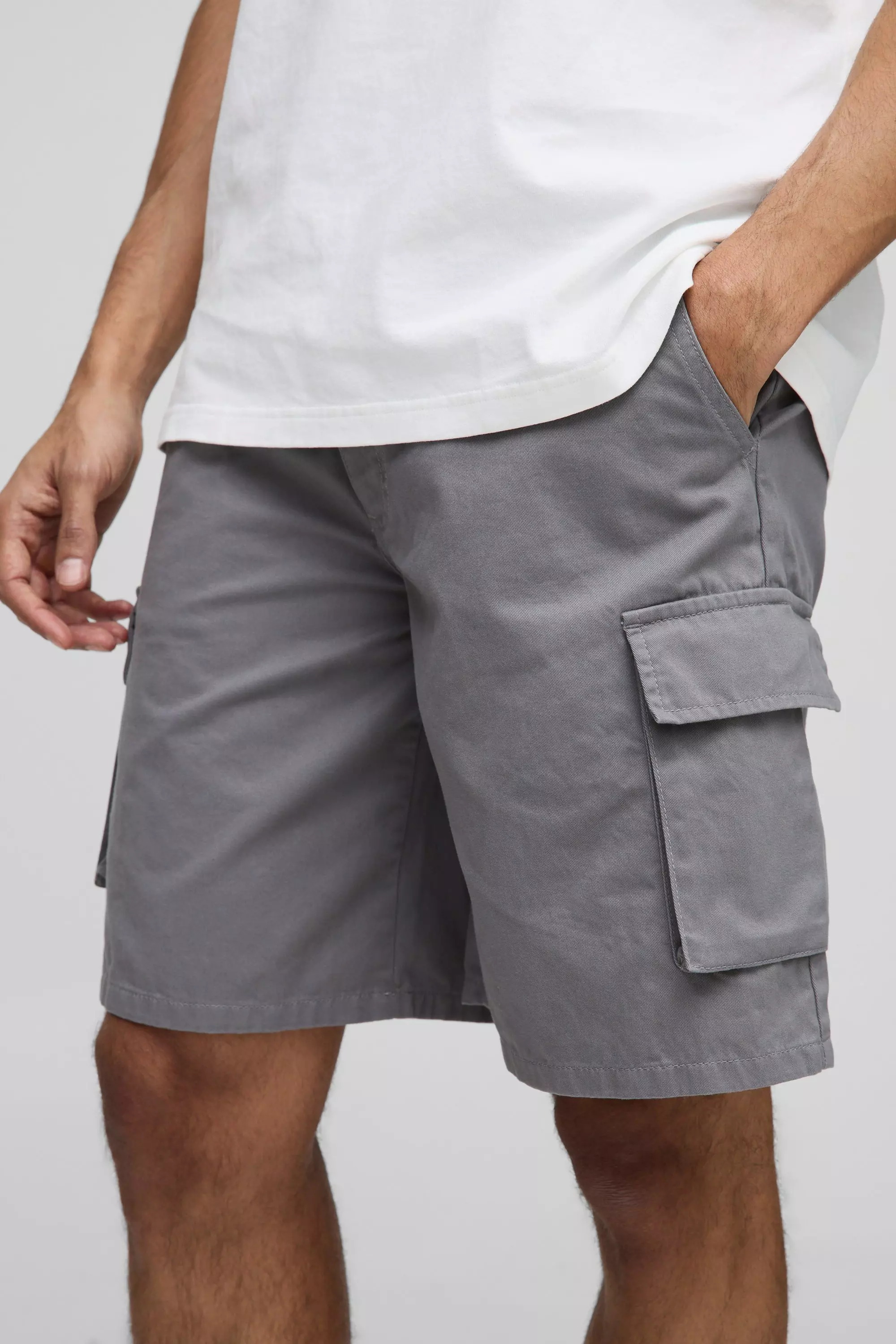 Lockere Cargo Twill-Shorts, Grey alternatives Bild