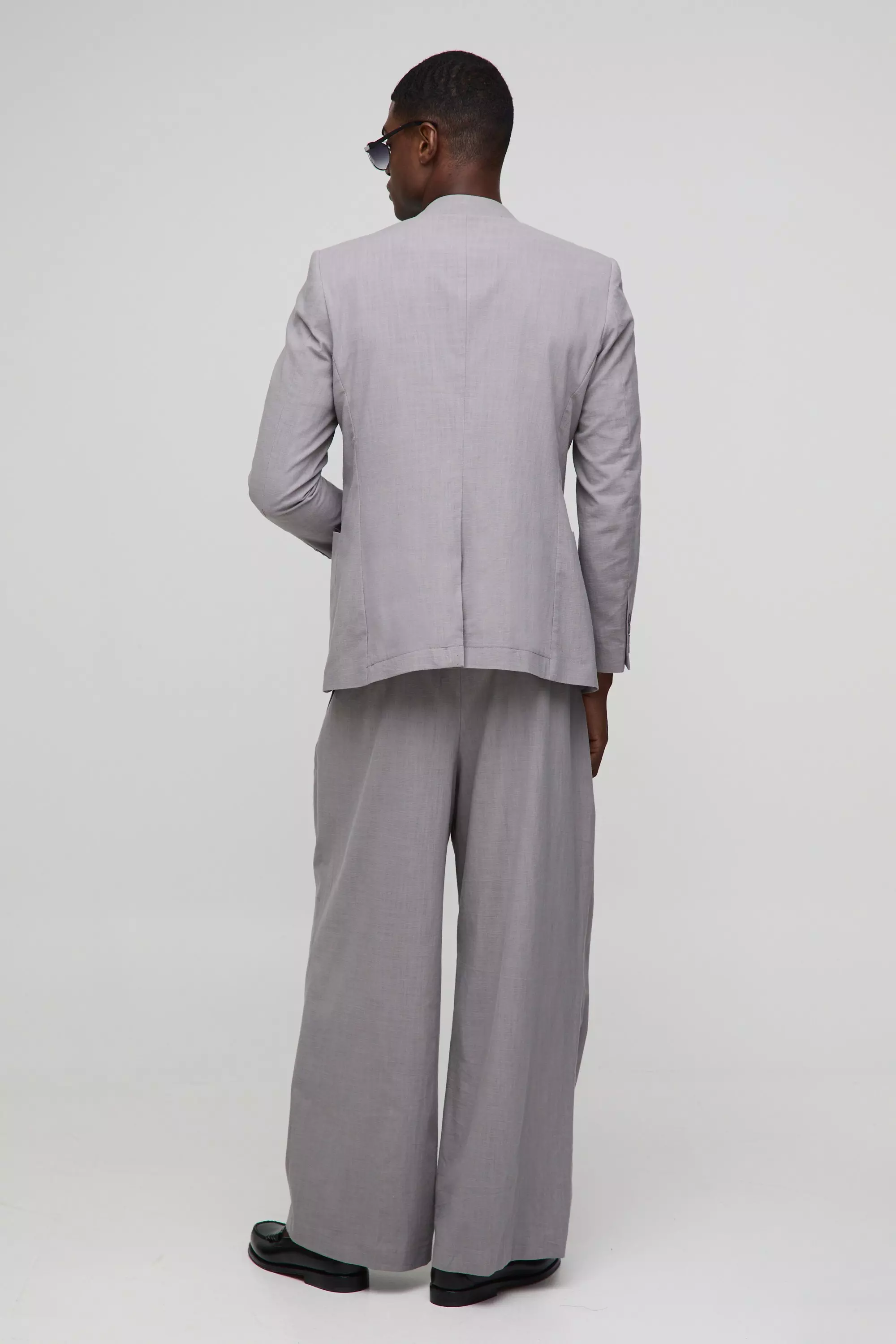 Slim-Fit Blazer aus Leinenmischung, Grey alternatives Bild
