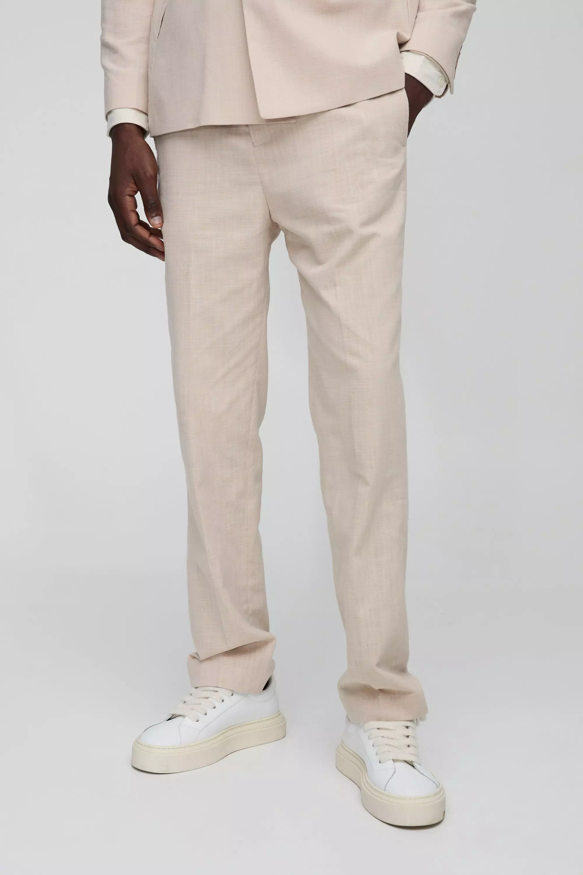 Pantaloni dritti in misto lino, Natural immagine alternativa