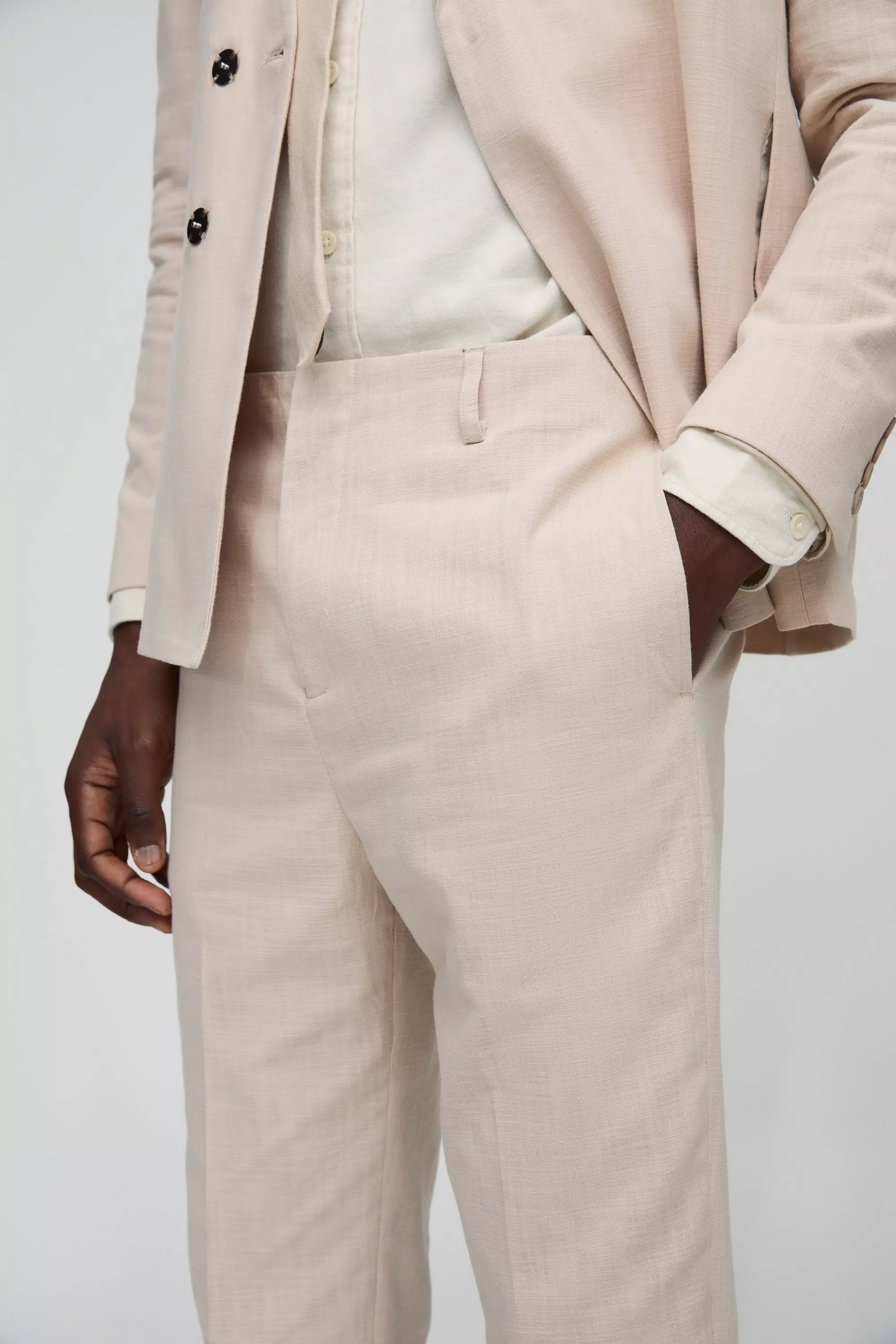 Pantaloni dritti in misto lino, Natural immagine alternativa