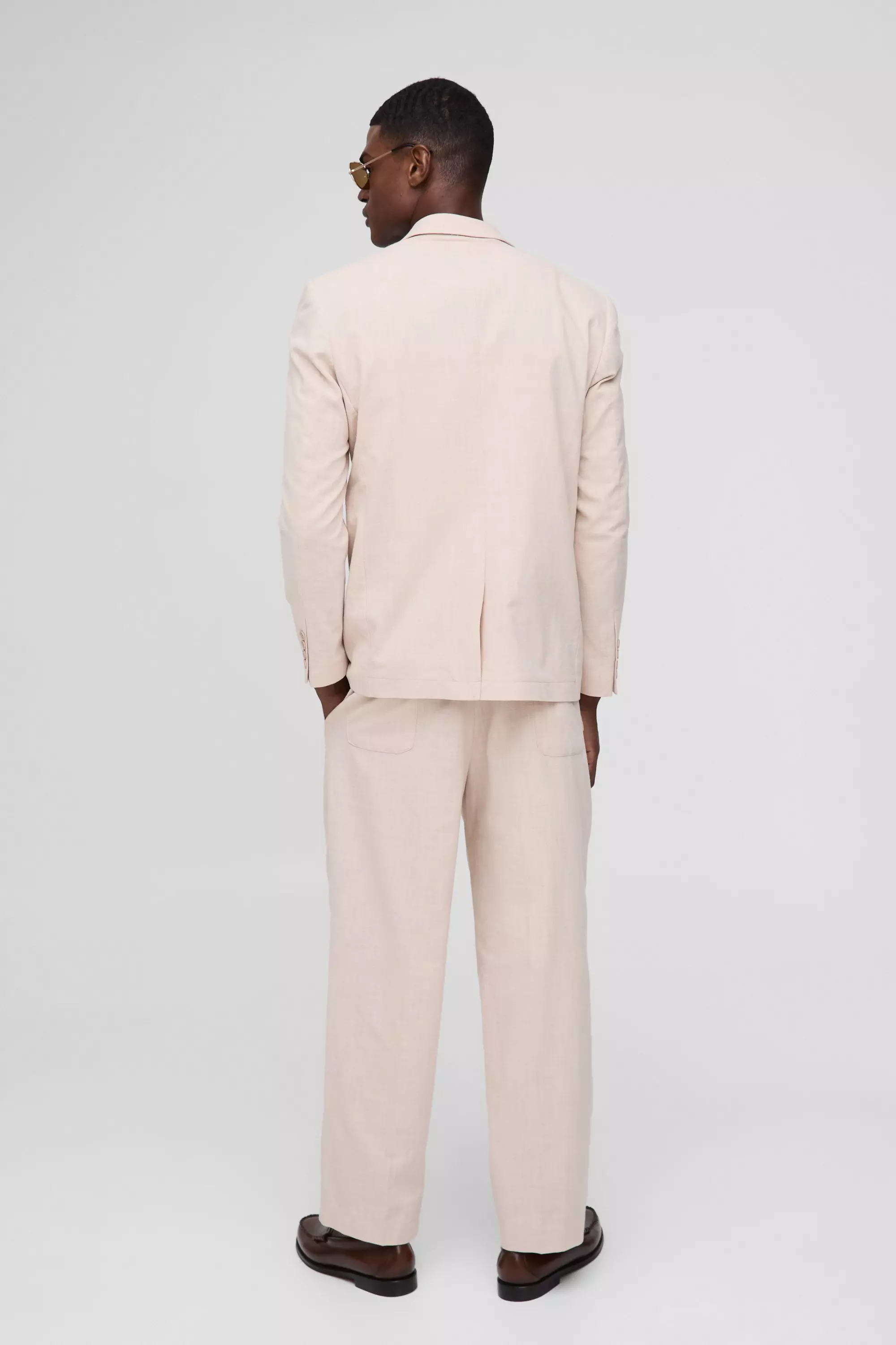 Natural Straight Fit Linen Blend Blazer alternative image