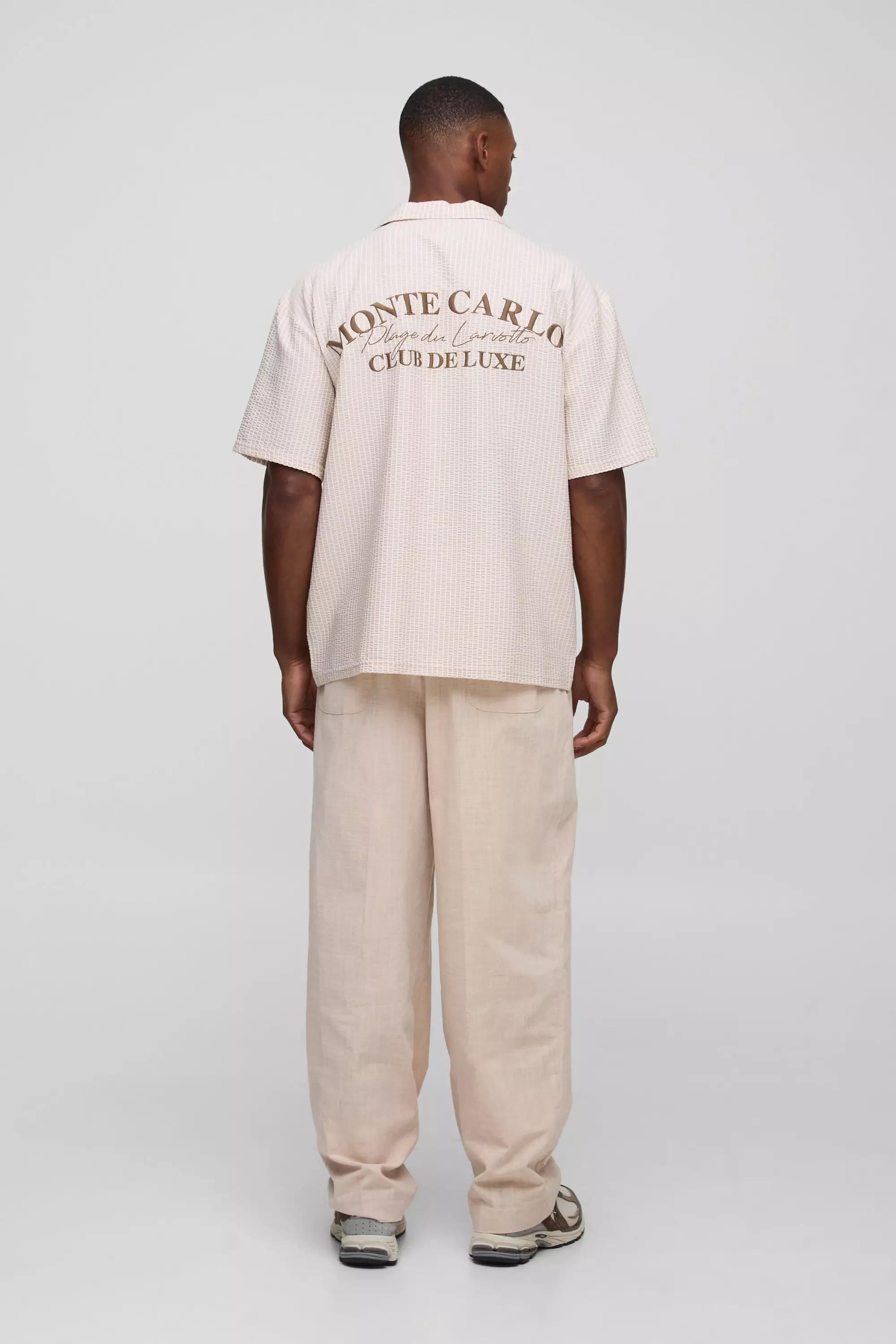 Relaxed Fit Linen Blend Trouser | boohooMAN AU