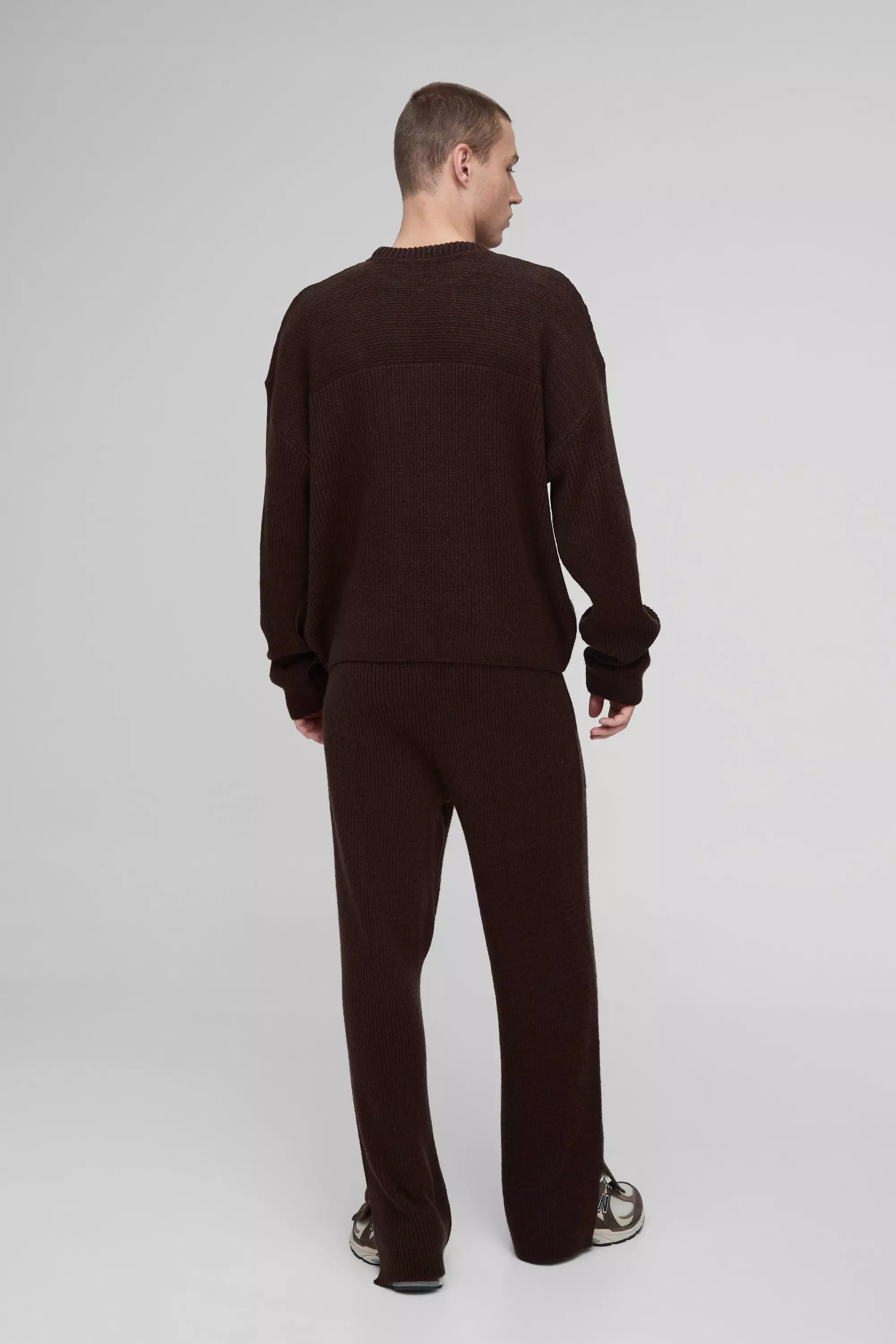 Chocolate Oversized Boxy Brushed Rib Knitted Sweater alternative image