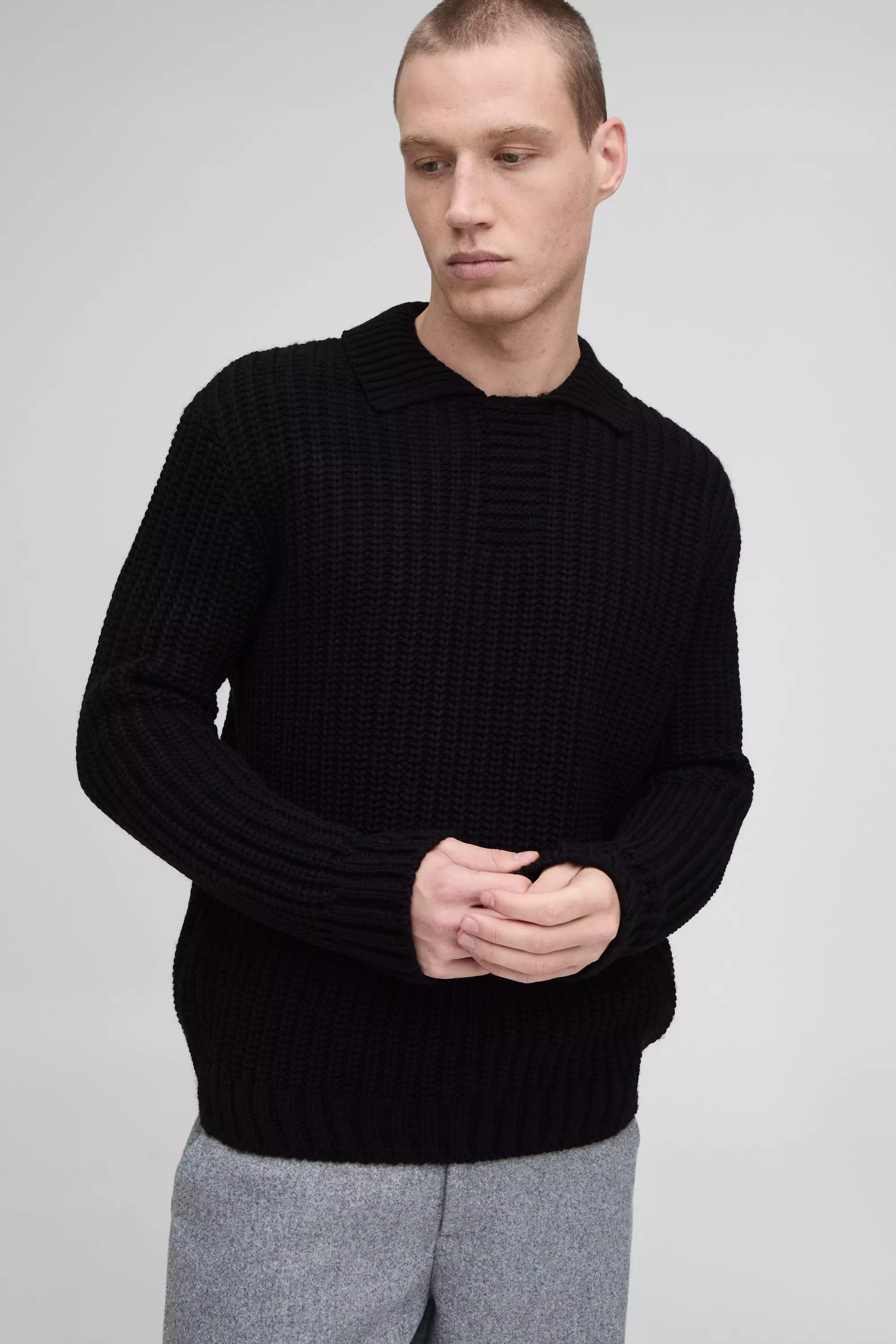 Oversize Poloshirt, Black alternatives Bild