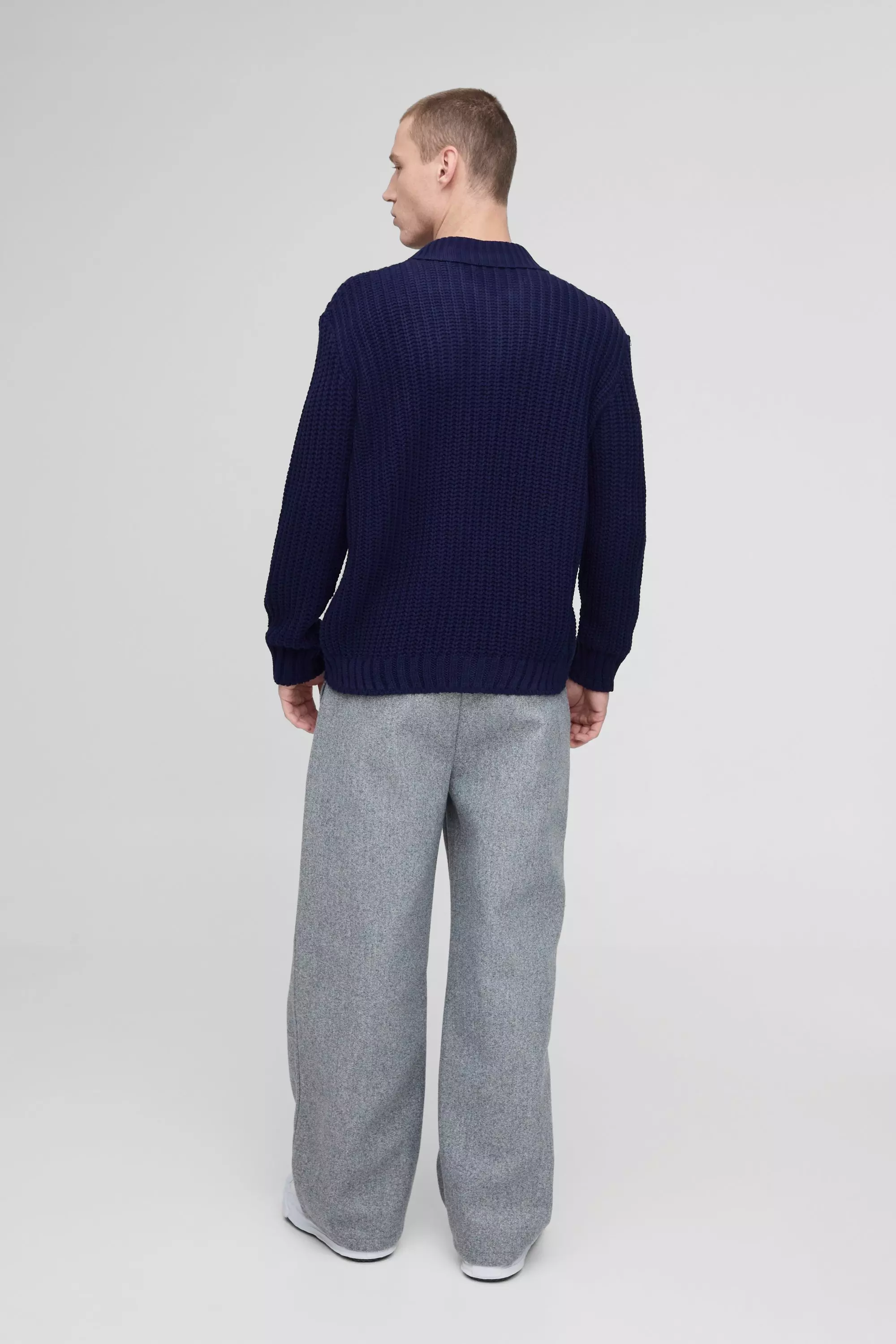 Polo oversize en maille épaisse, Slate blue autre image
