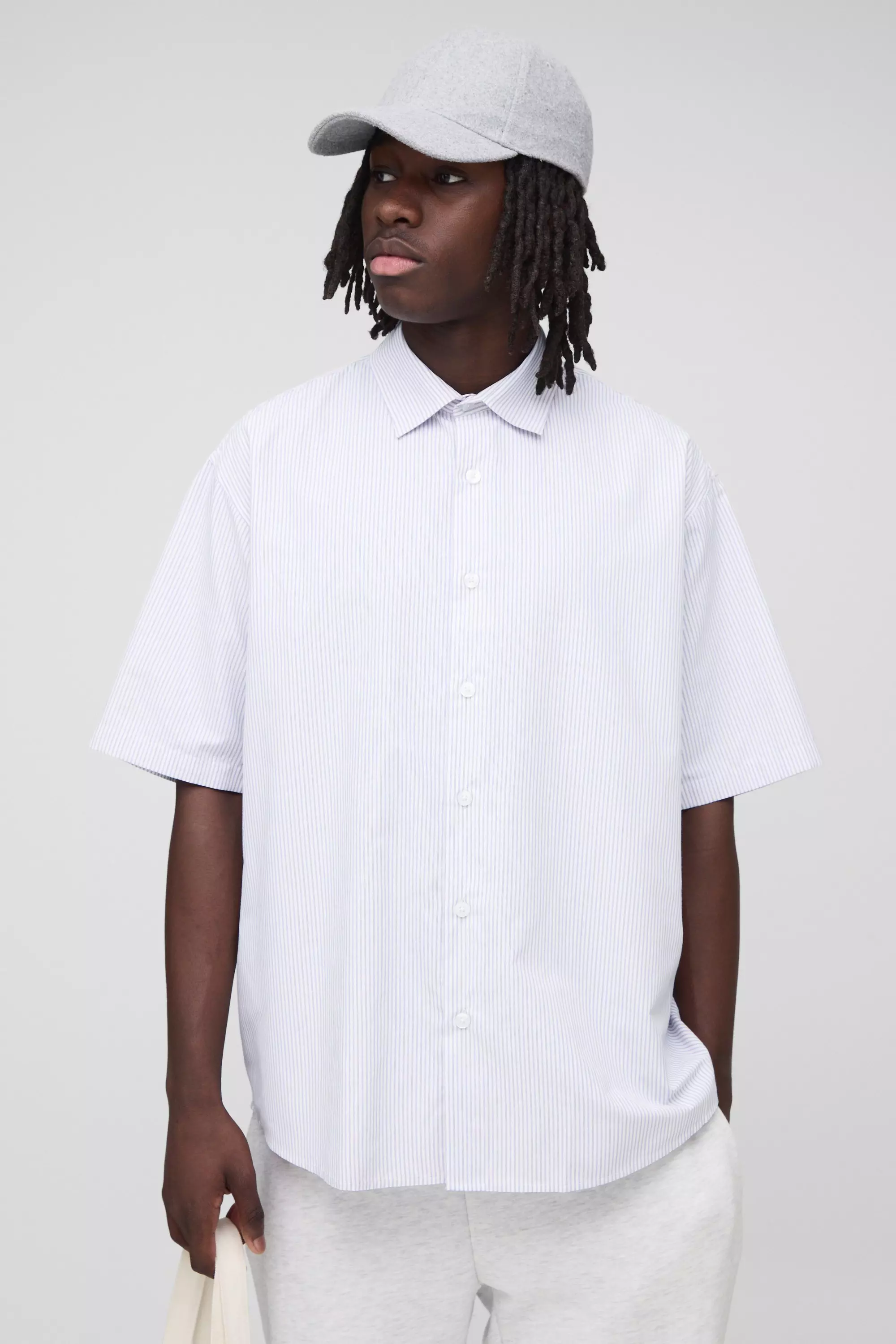 Camicia A Maniche Lunghe Super Oversize A Righe, Lilac immagine alternativa