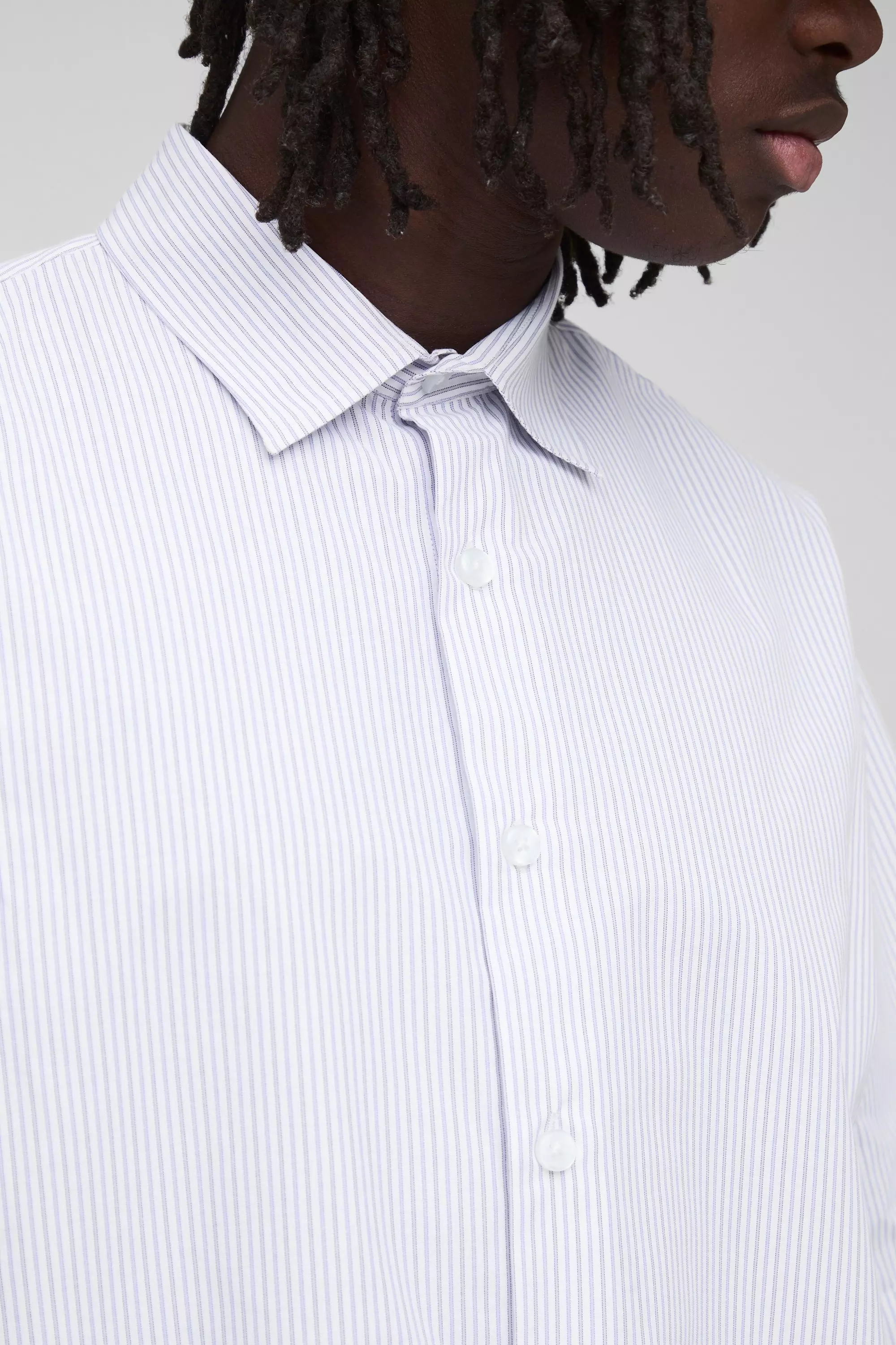 Camicia A Maniche Lunghe Super Oversize A Righe, Lilac immagine alternativa