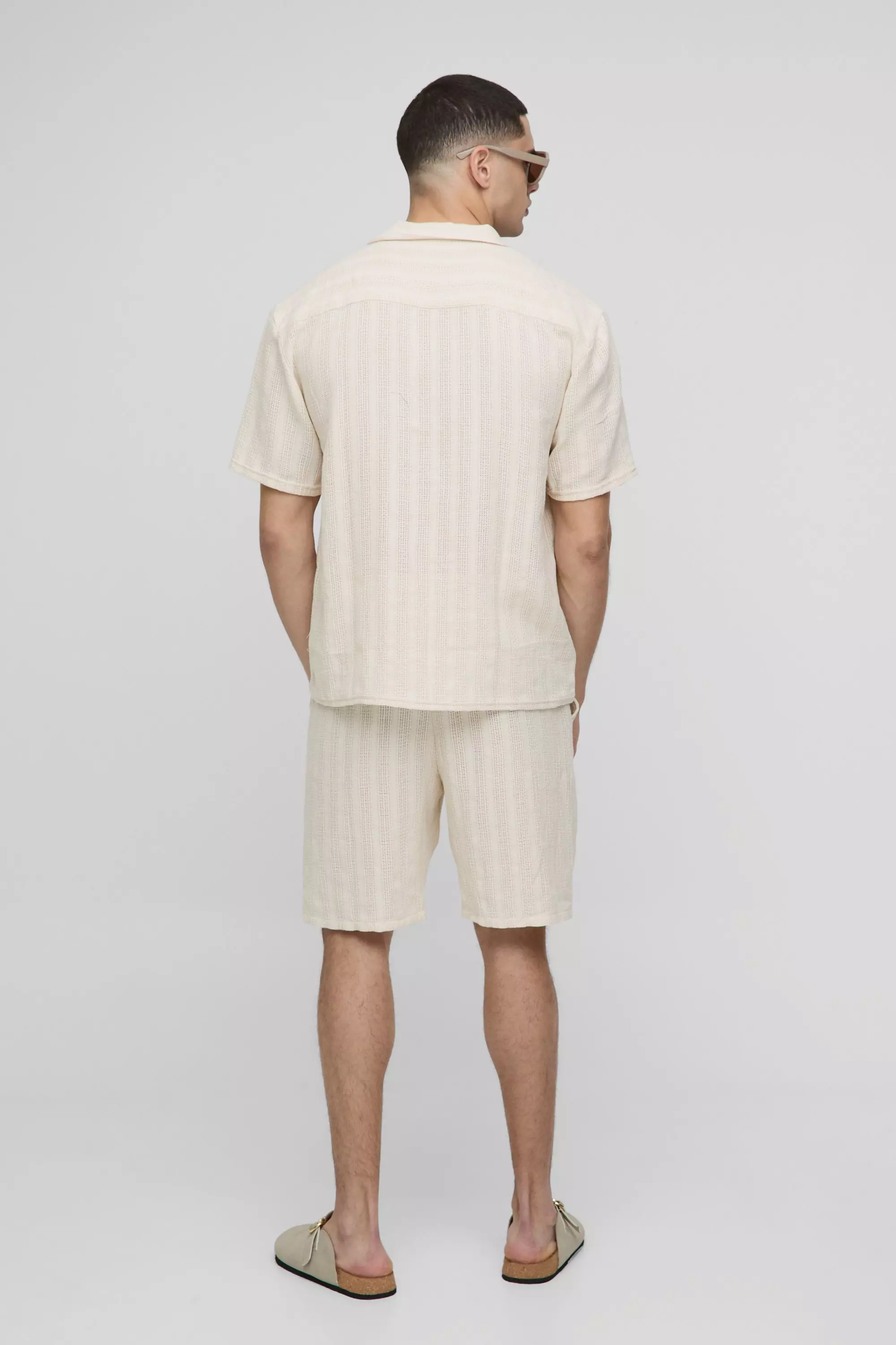 Oversized Boxy Open Stitch Interest Knitted Shirt | boohooMAN USA