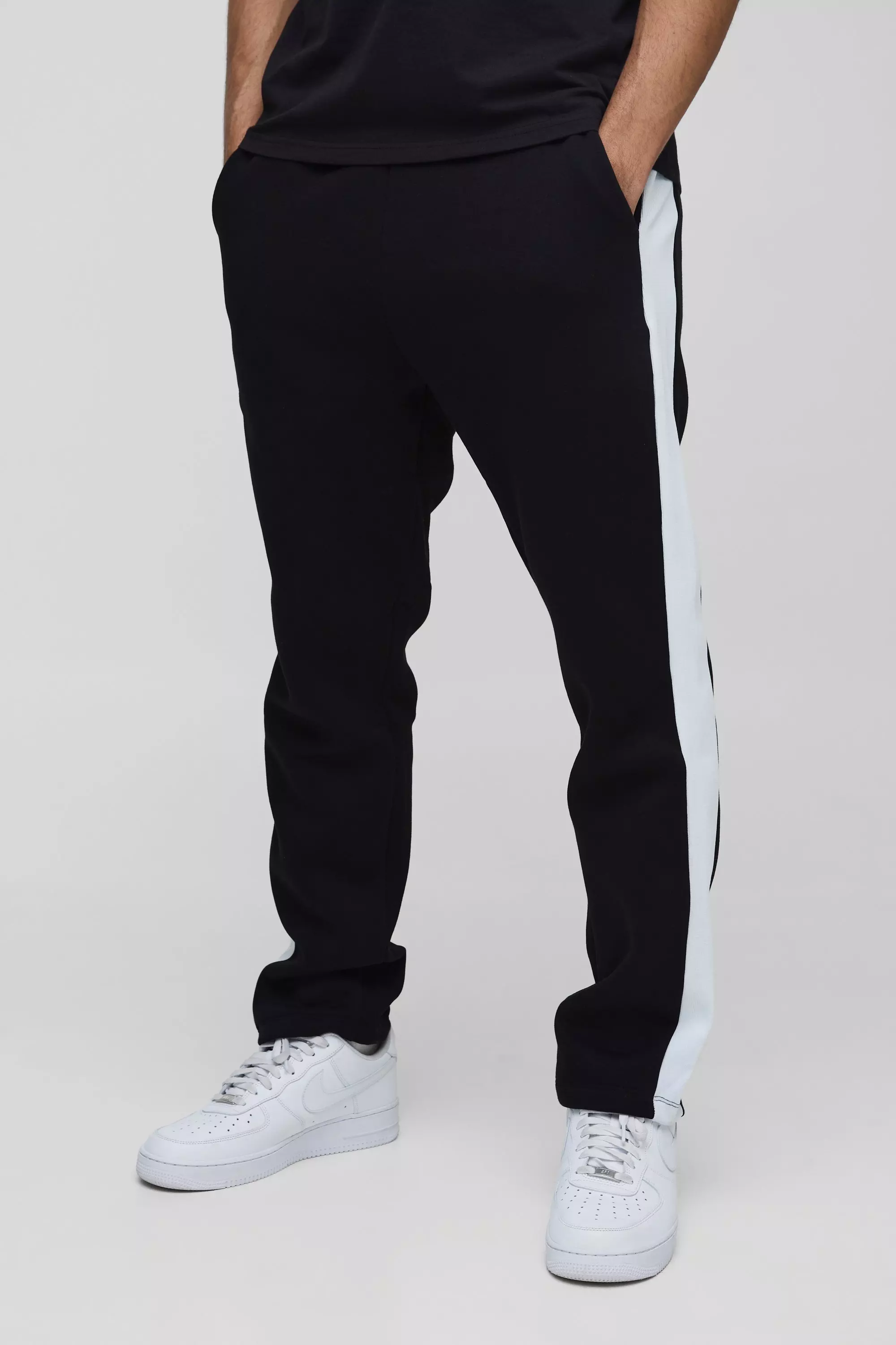 Jogging droit à motif jacquard, Black autre image