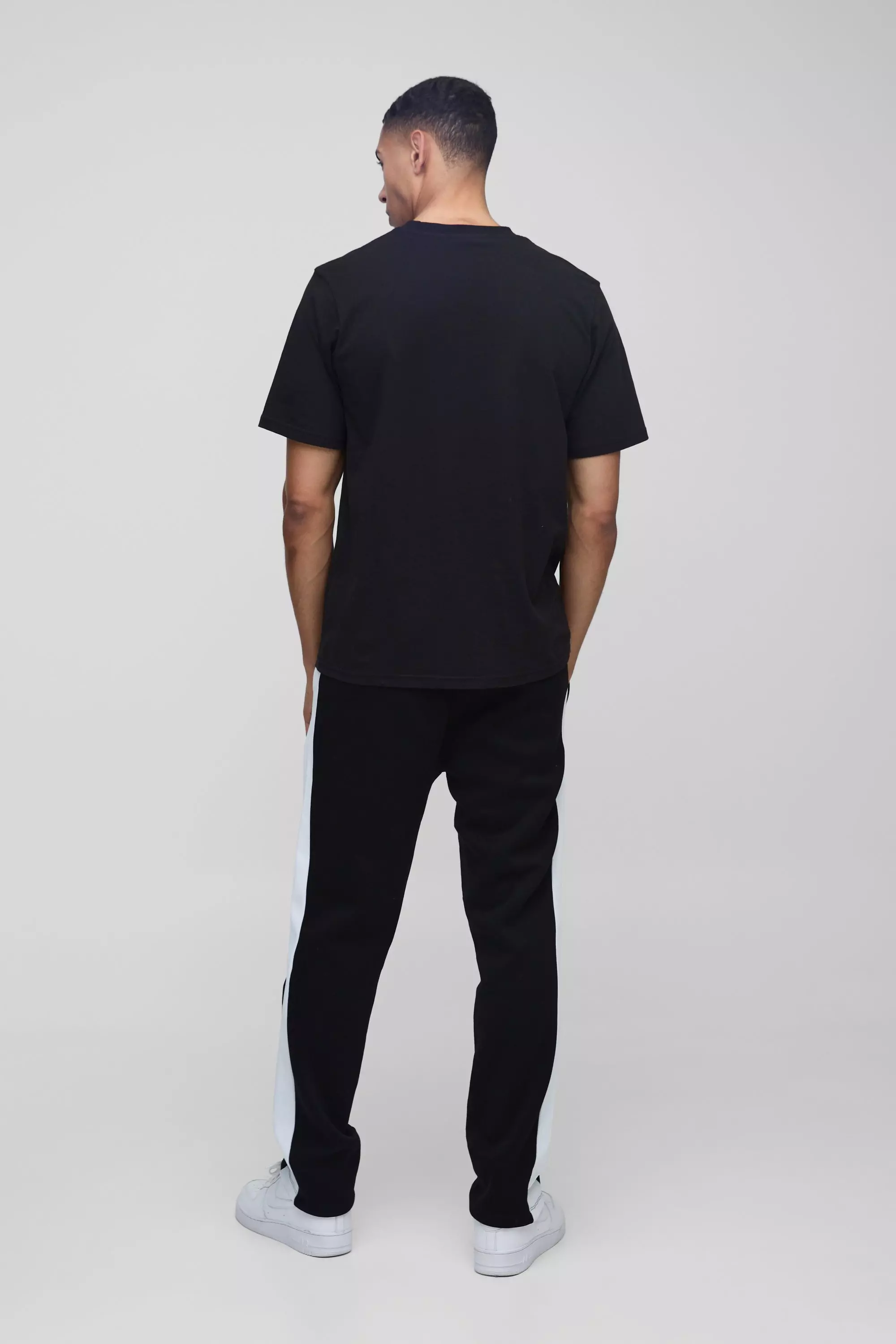 Jogging droit à motif jacquard, Black autre image