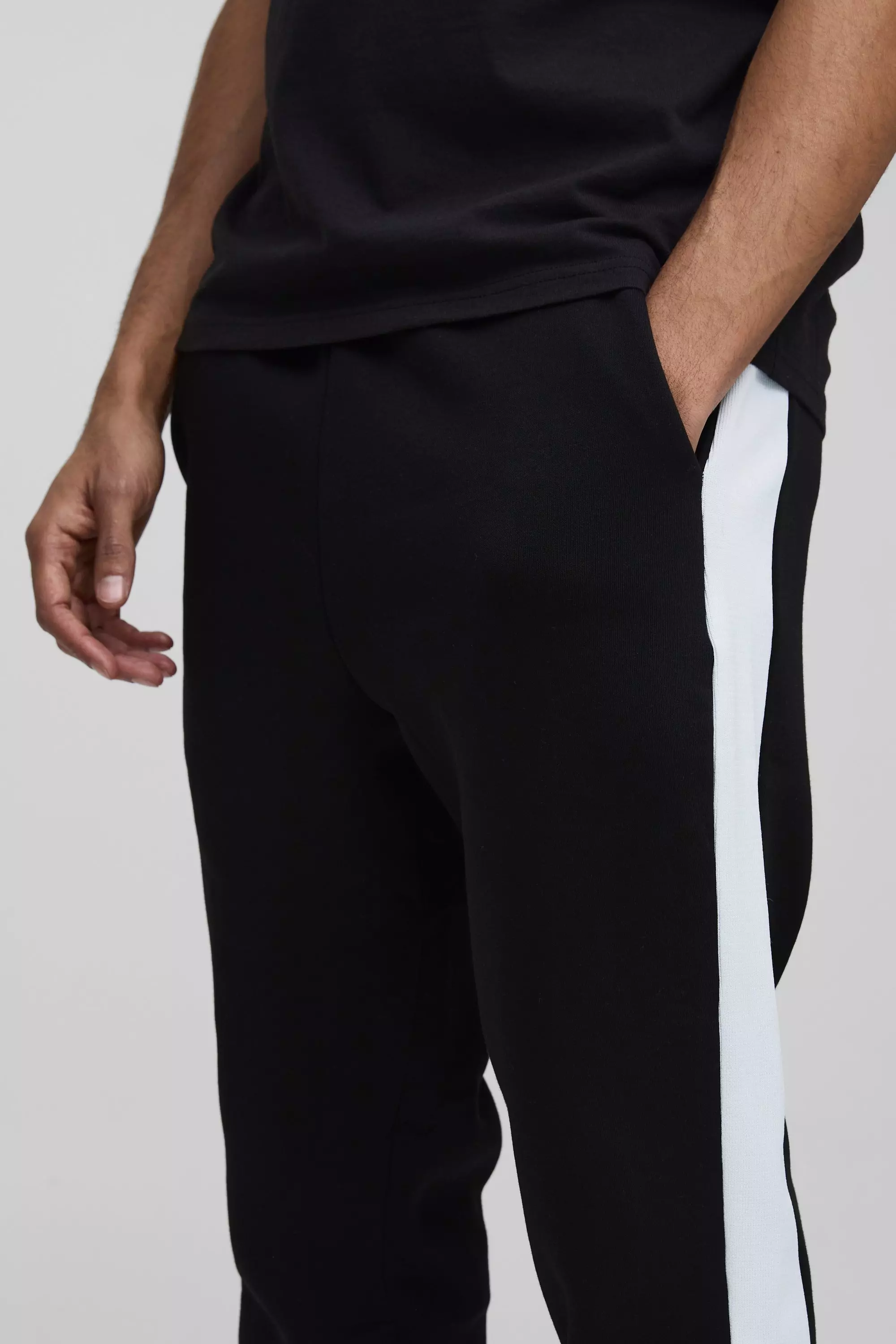 Jogging droit à motif jacquard, Black autre image
