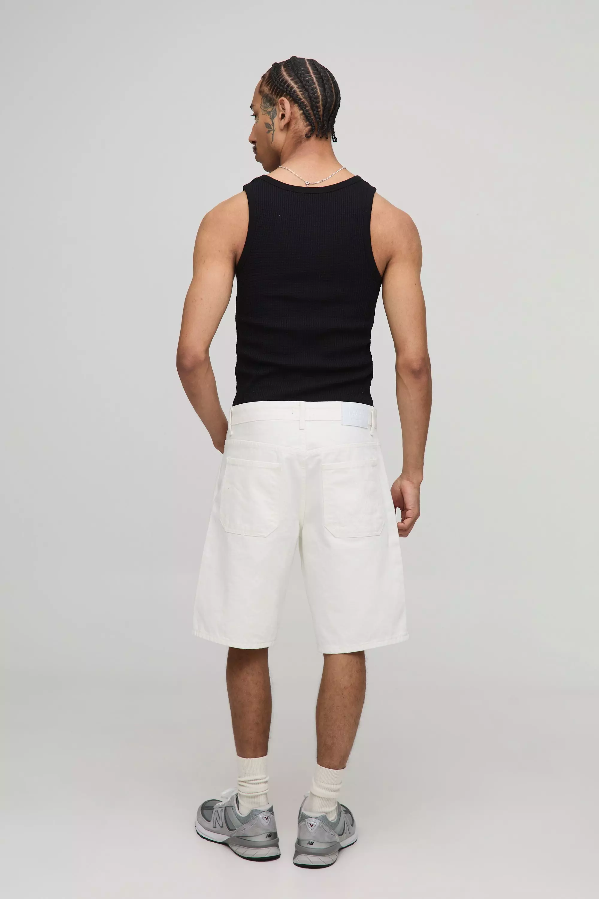 Black Muscle Fit Waffle Print Vest alternative image
