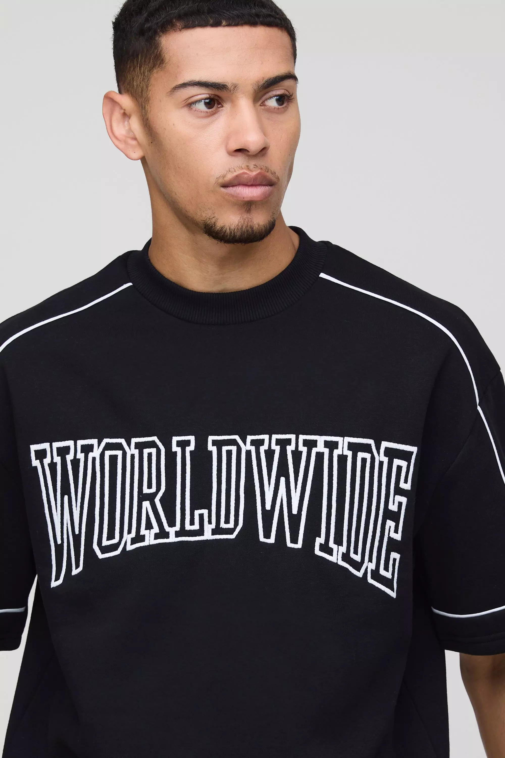 Sweat oversize universitaire à manches 3/4, Black autre image