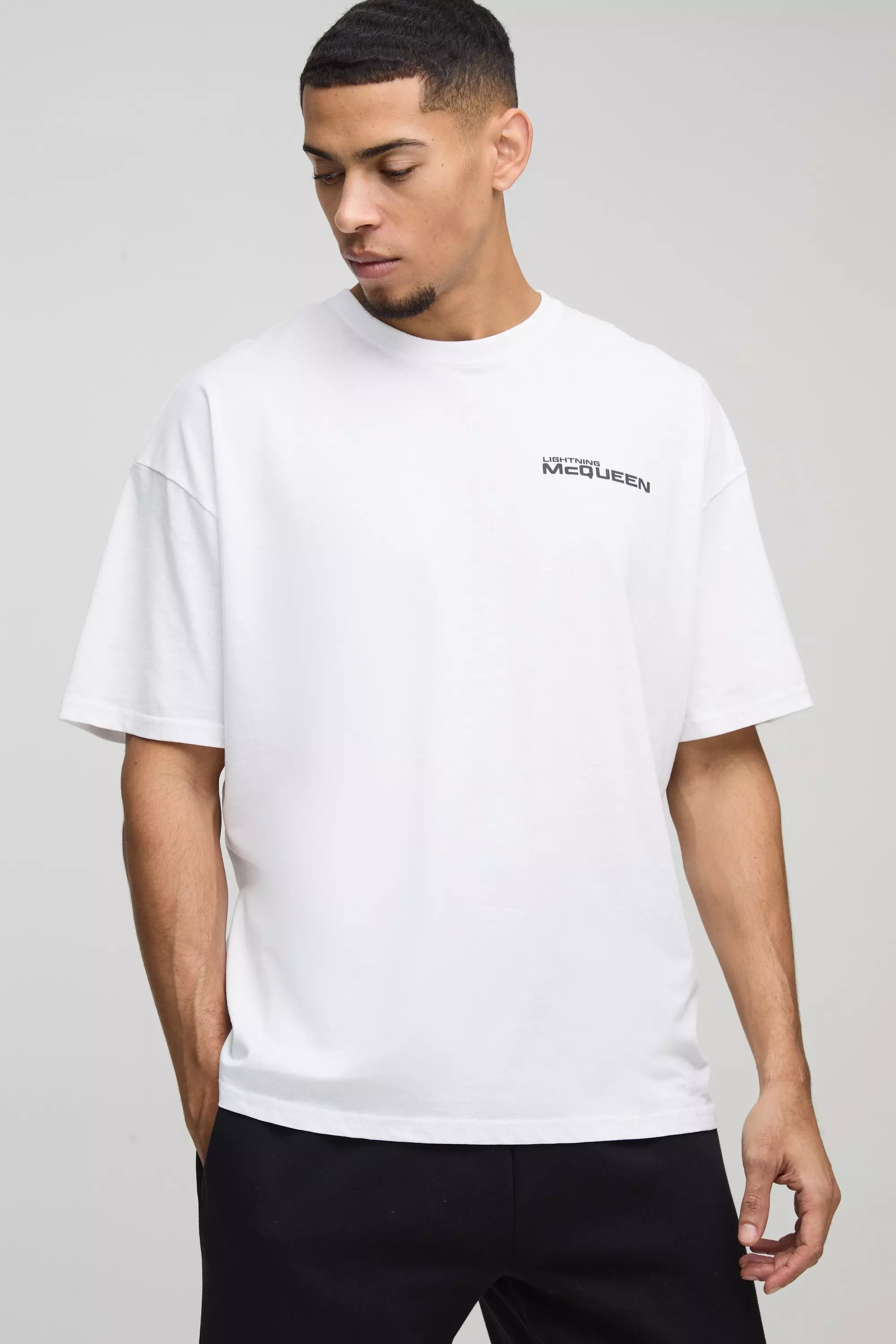boohoo MAN★半袖 ディズニー Cars Lightning McQueen Tシャツ cmm05984_white_xl?$