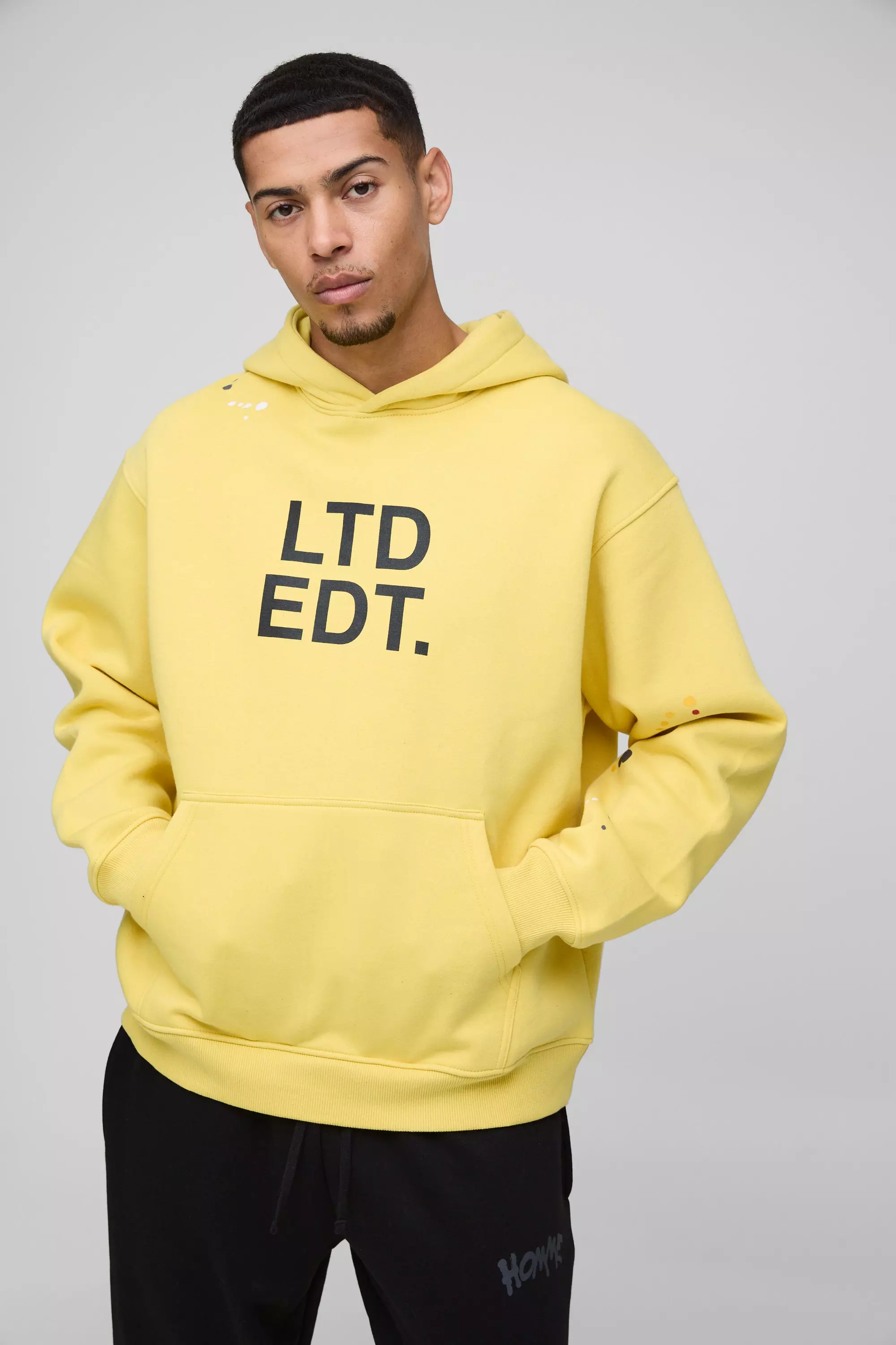 Yellow Oversized Paint Splatter Limited Edition Hoodie alternative image