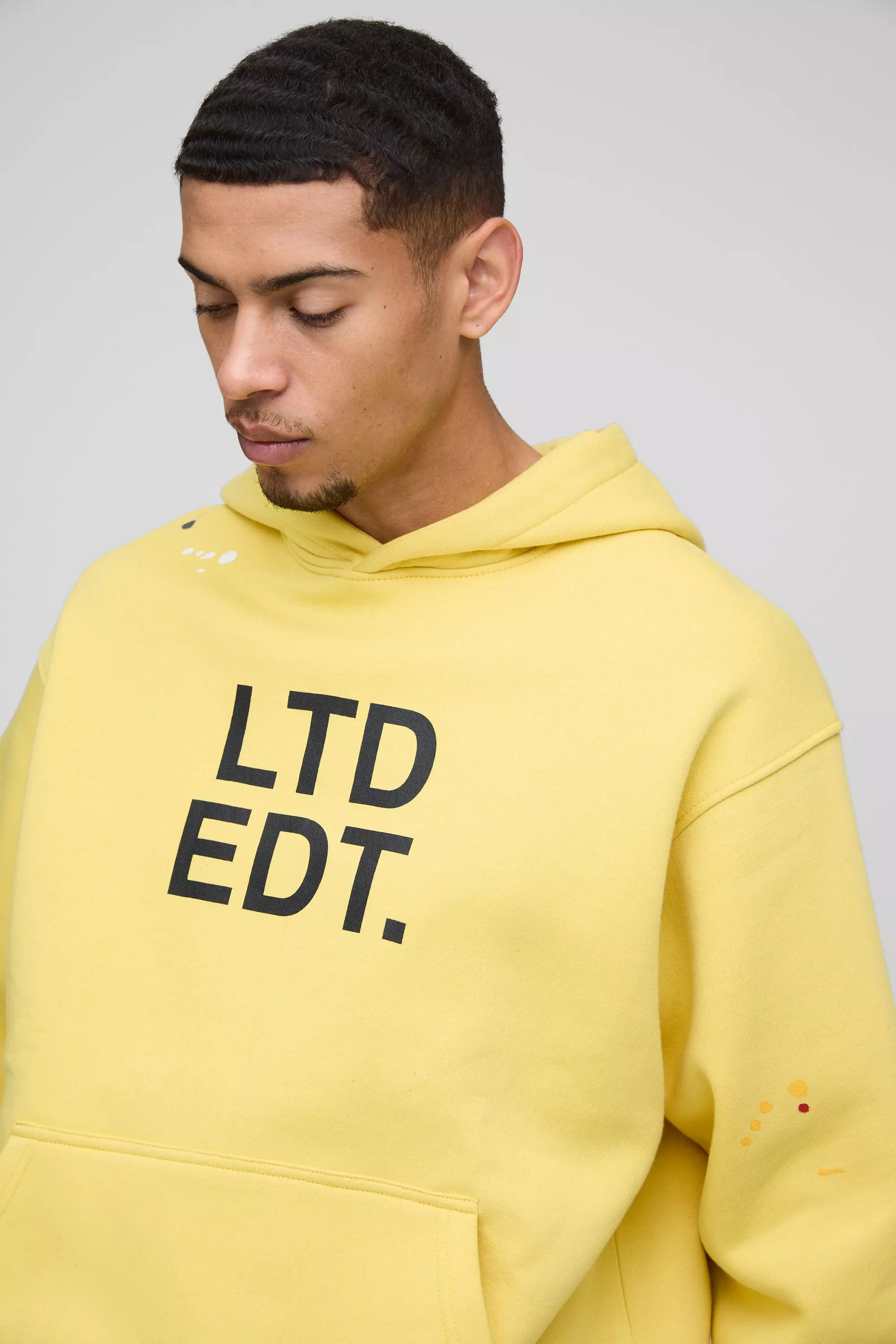 Yellow Oversized Paint Splatter Limited Edition Hoodie alternative image