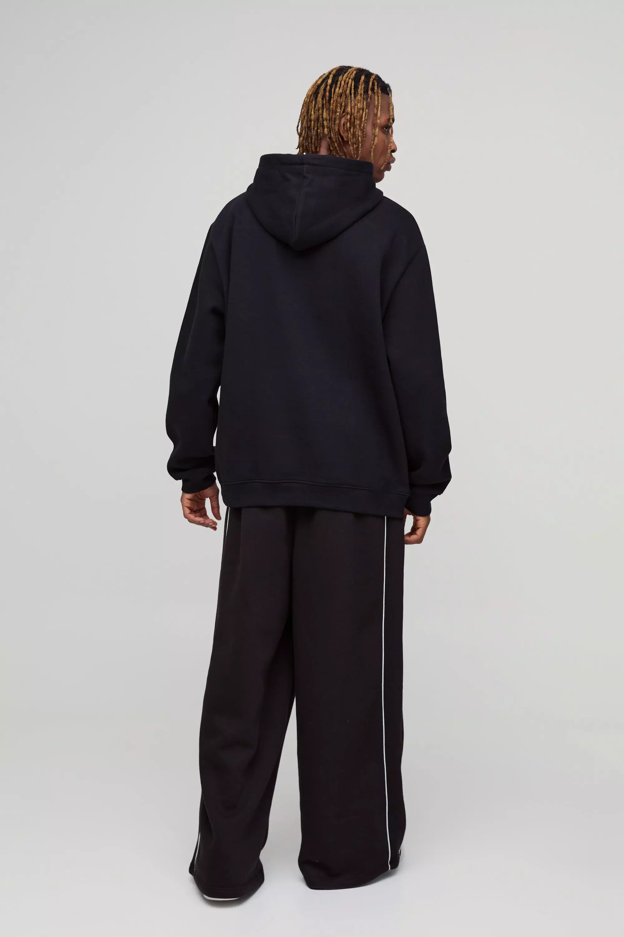 Black Tall Oversized Cold Hearted Puff Print Hoodie alternative image
