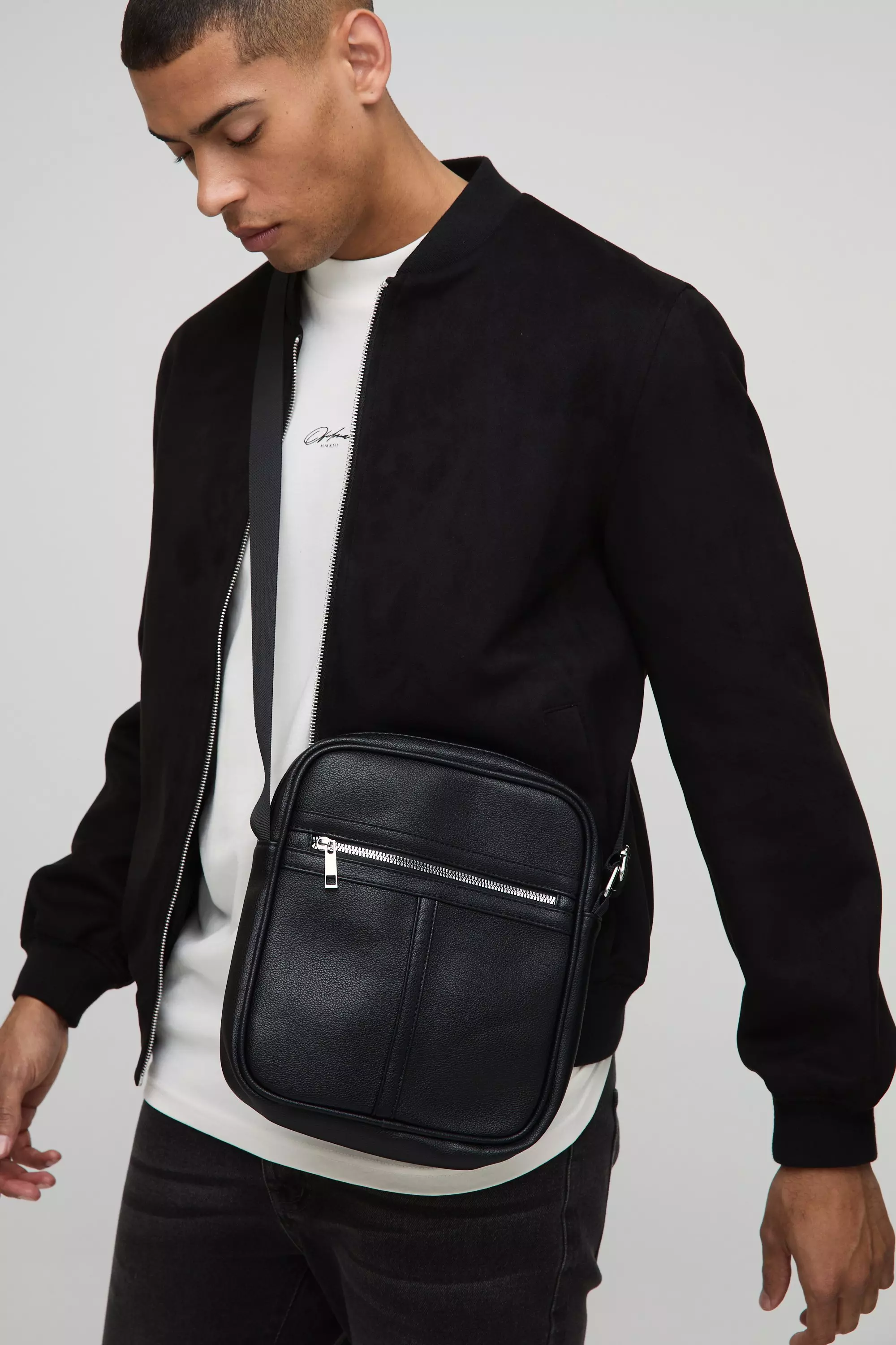 Sac à bandoulière en synthétique, Black autre image