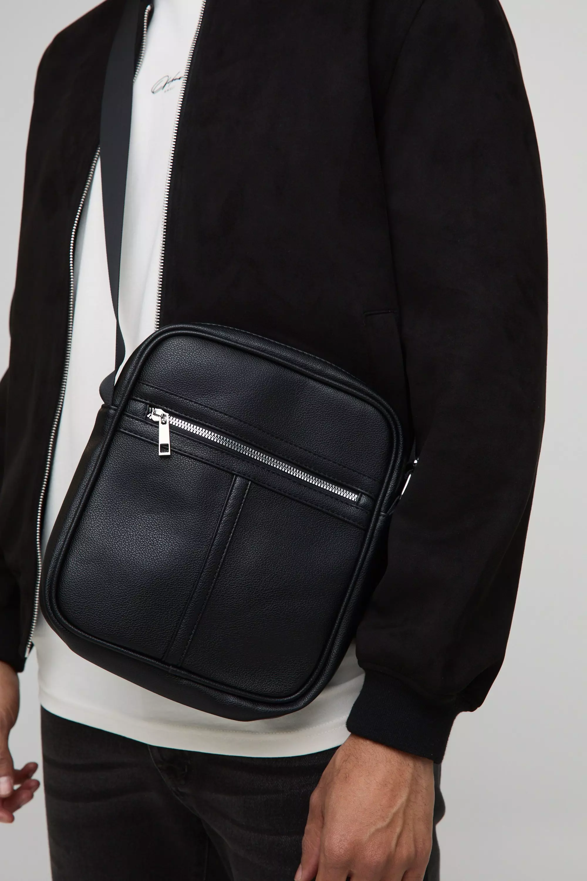Sac à bandoulière en synthétique, Black autre image