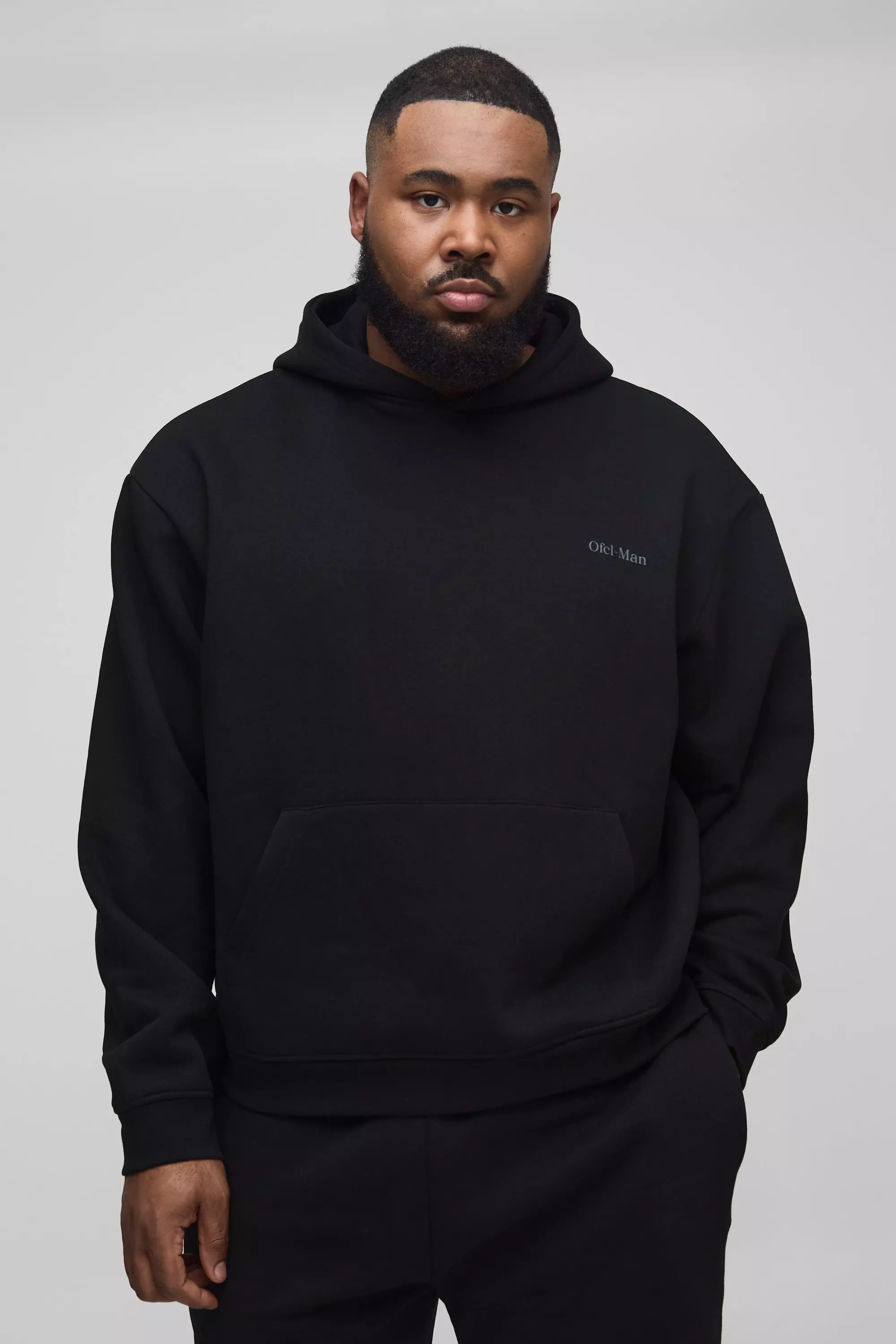 Black 330GSM Plus Oversized Boxy Ofcl Man Printed Hoodie alternative image