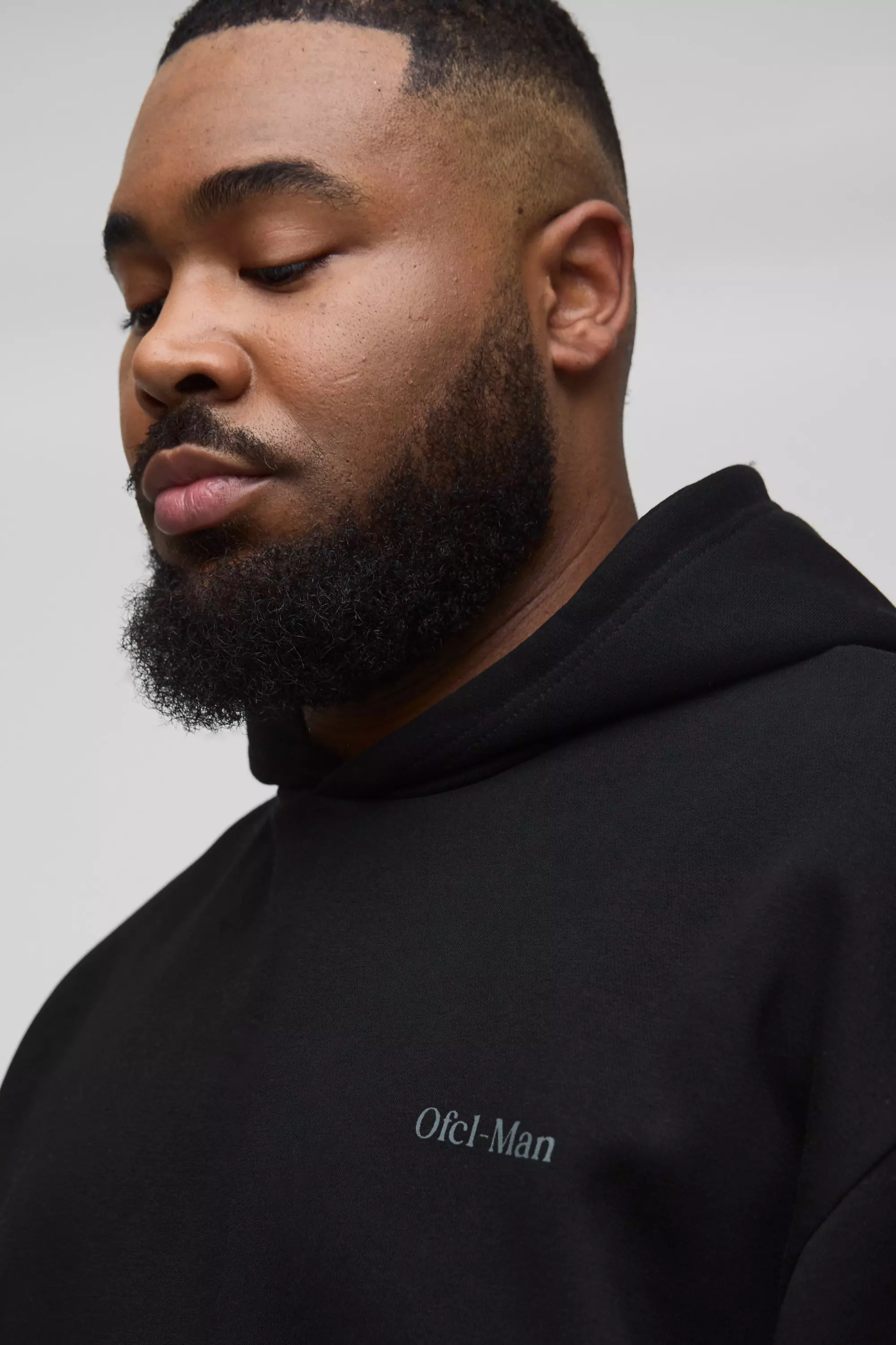 Black 330GSM Plus Oversized Boxy Ofcl Man Printed Hoodie alternative image