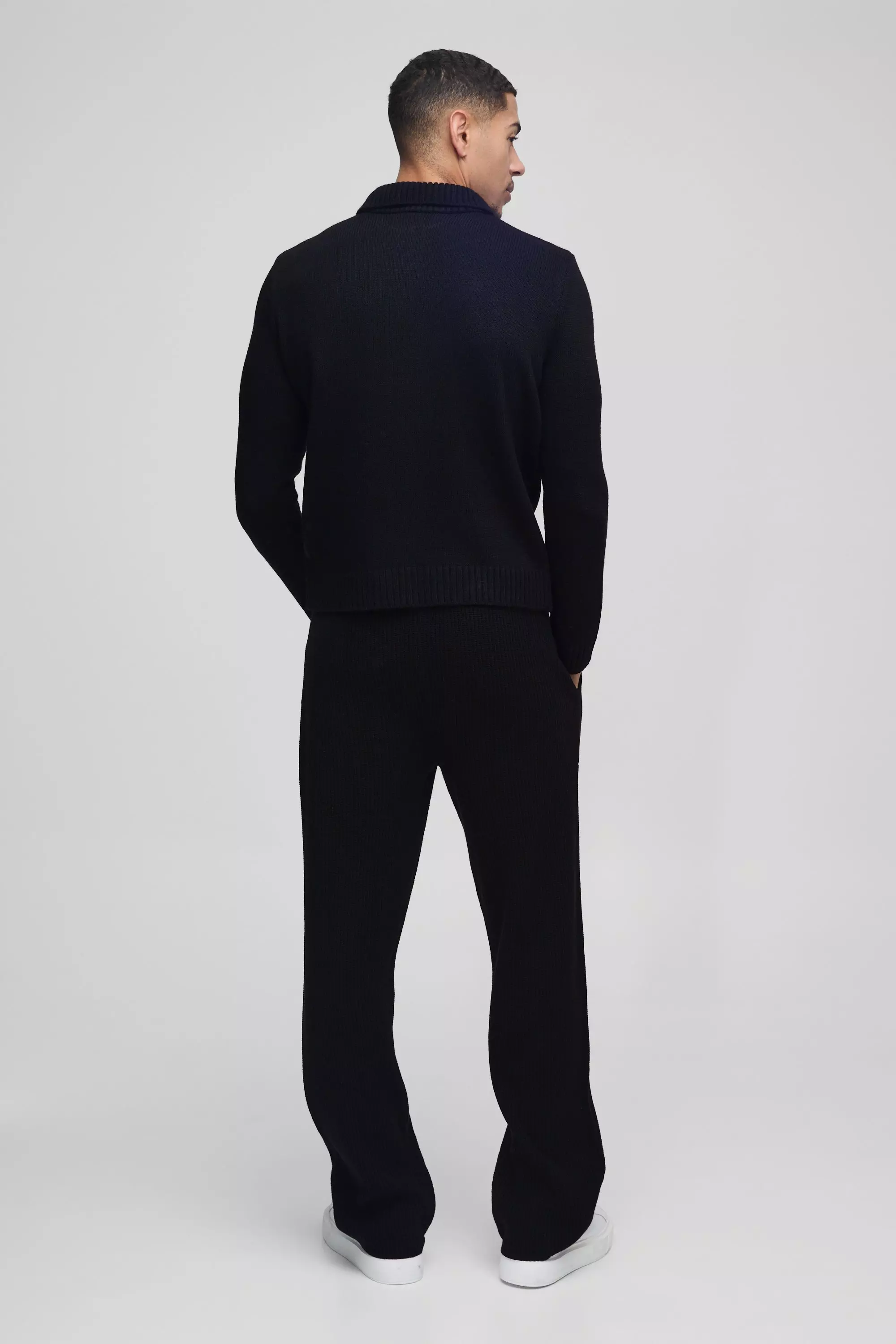 Regular Fit Ribbed Knitted Sweatpants | boohooMAN USA